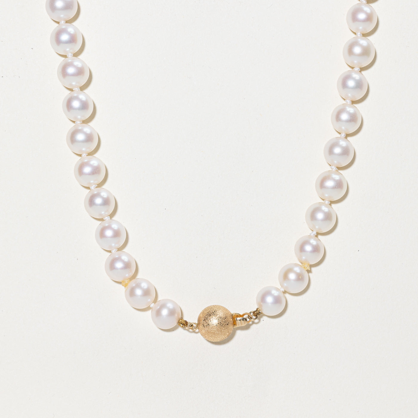 14K Round Cut Cultured Pearl Strand Necklace | 18"