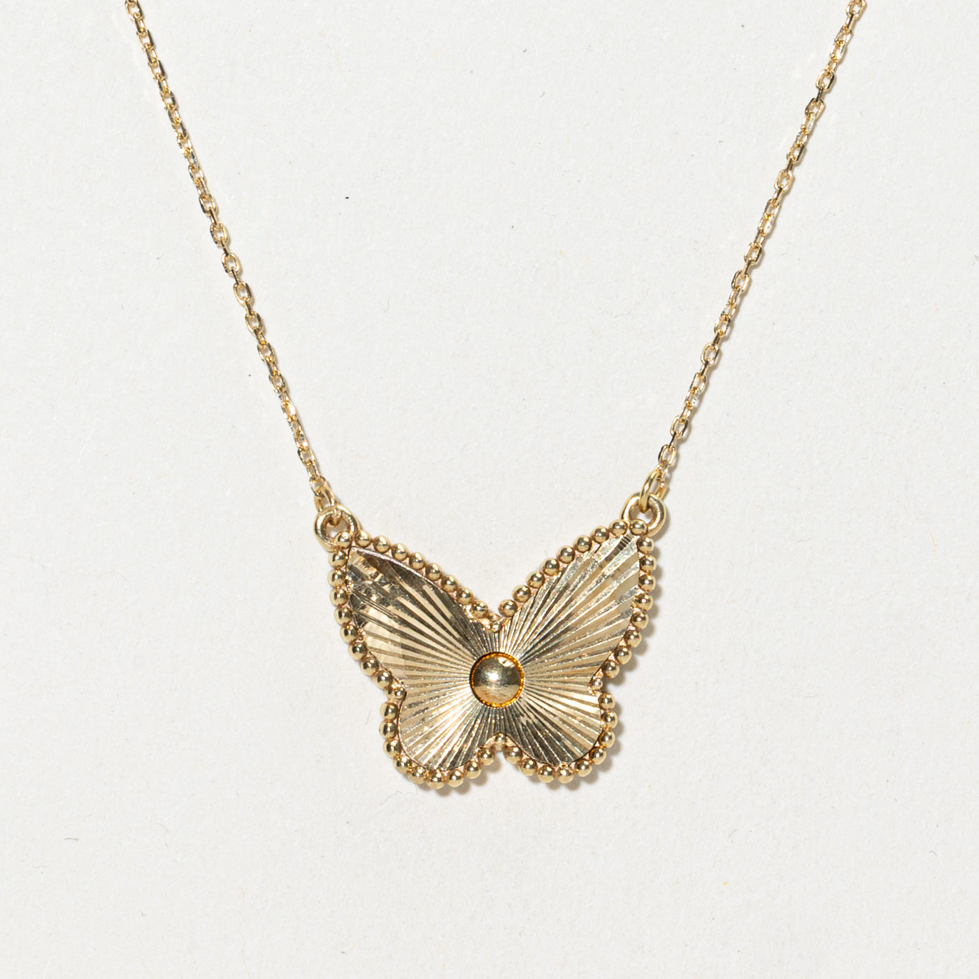 18K Yellow Gold Butterfly Pendant Necklace | 16"