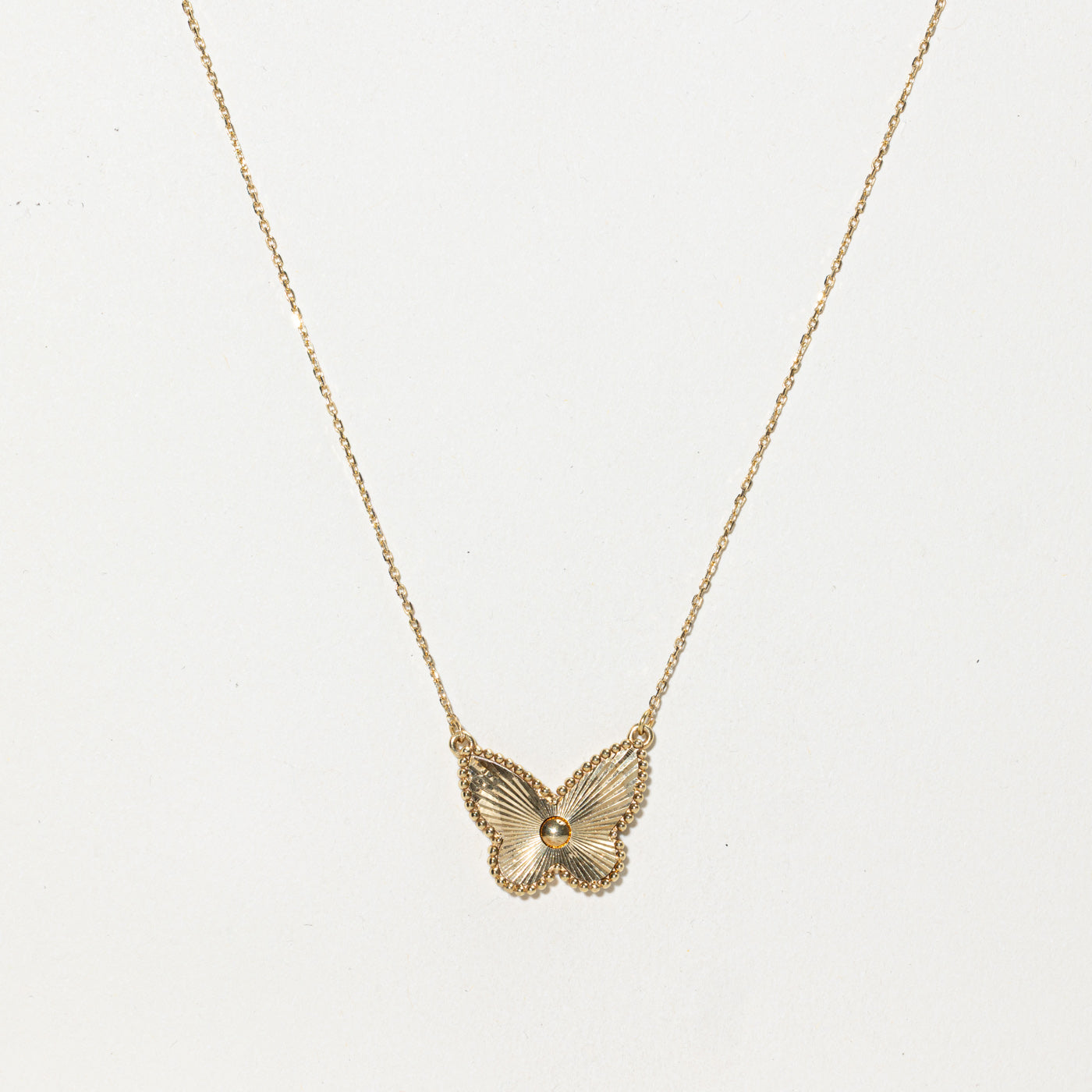 18K Yellow Gold Butterfly Pendant Necklace | 16"