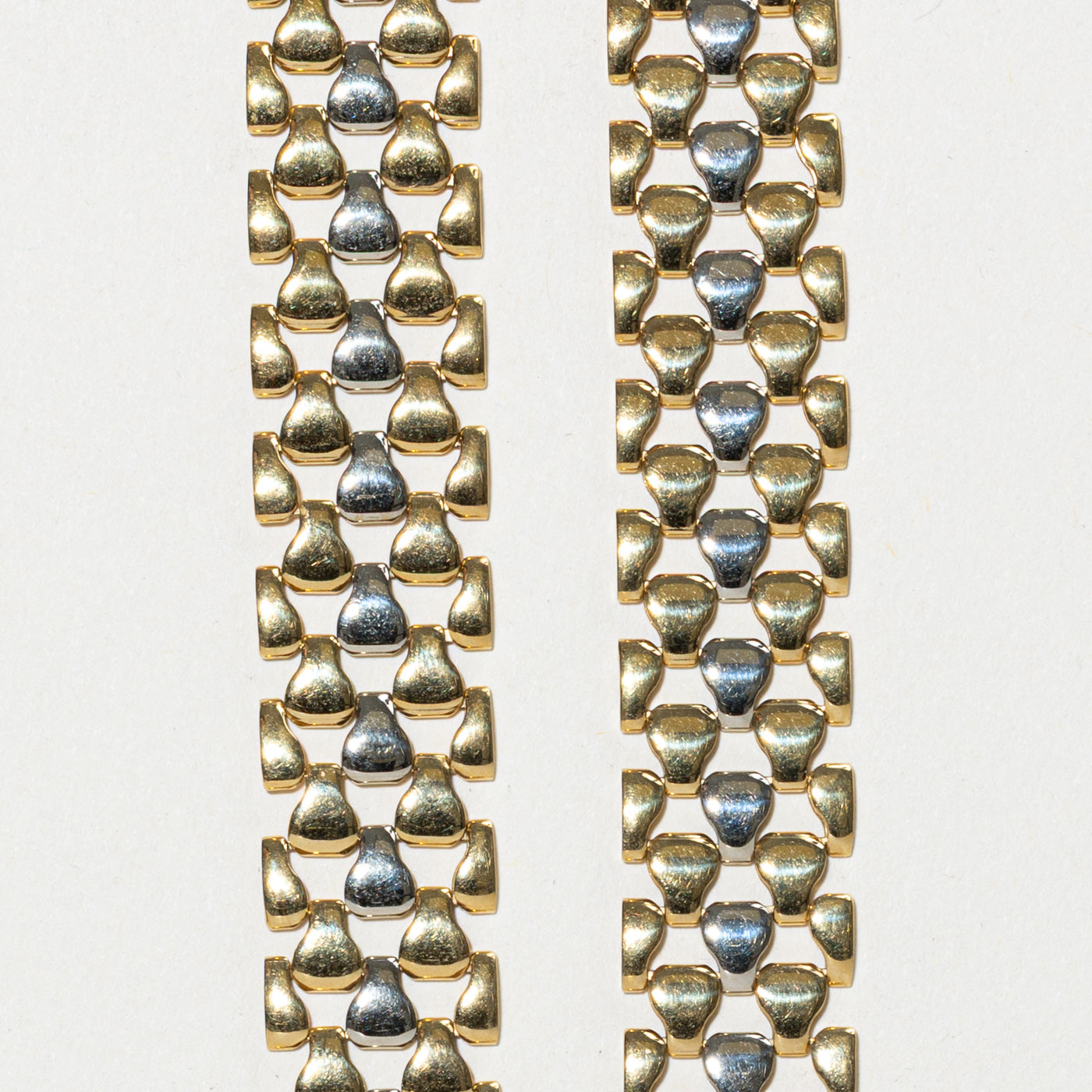 Italian 18K Two Tone Gold Modified Panther Chain Necklace | 17"