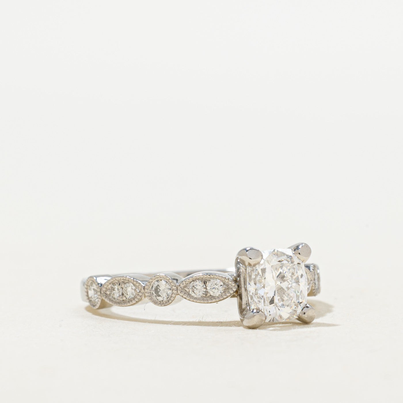 GIA Cushion Cut Diamond Engagement Ring | 1.01ct E IF, 0.18ctw | SZ 6.25