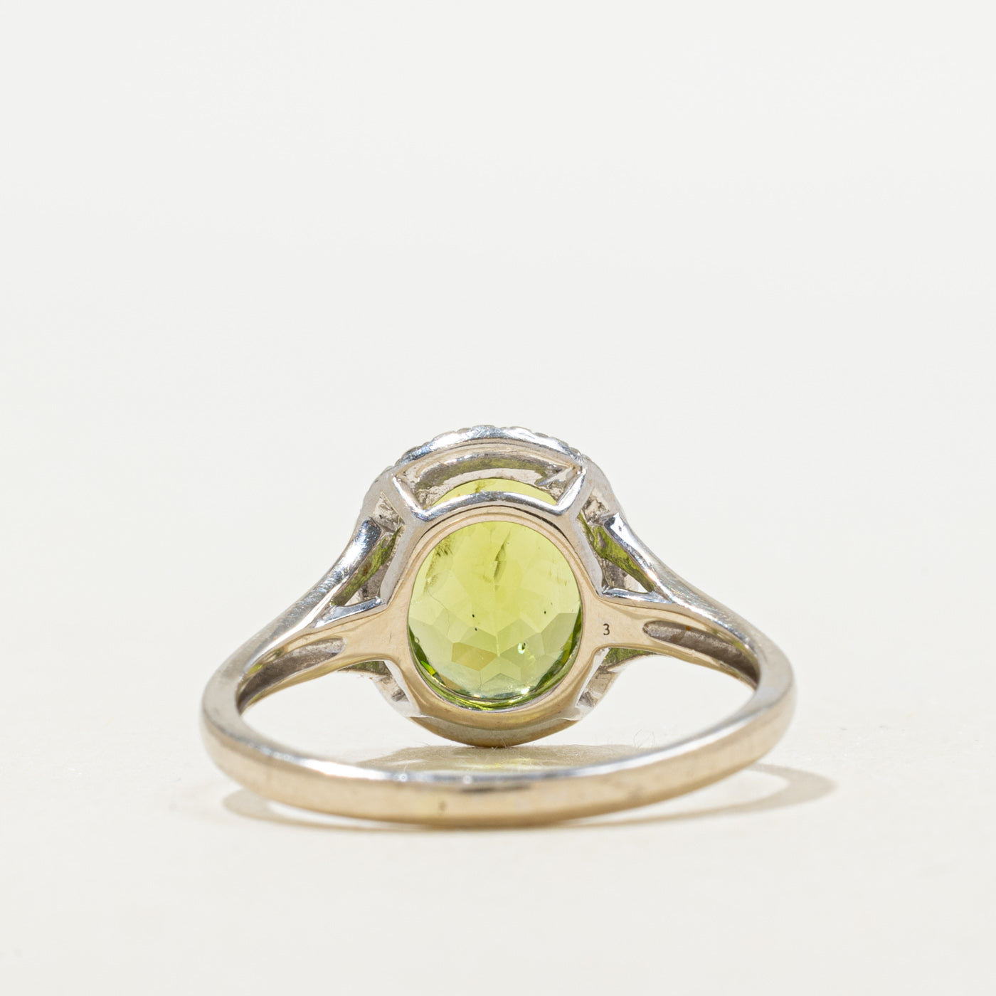 Peridot & Diamond Halo Ring | 2.50ct, 0.10ctw | SZ 7.75