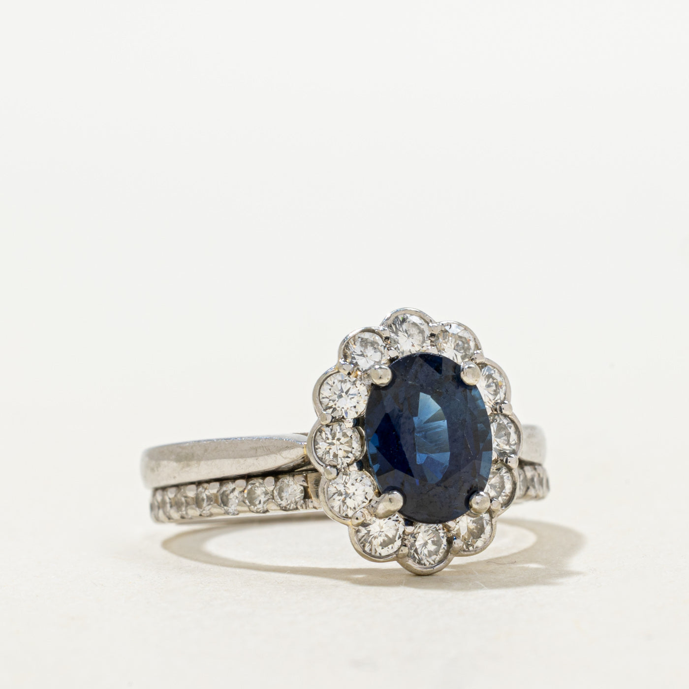 18K/19K Sapphire & Diamond Halo Soldered Ring | 1.75ct, 0.75ctw | SZ 6.25