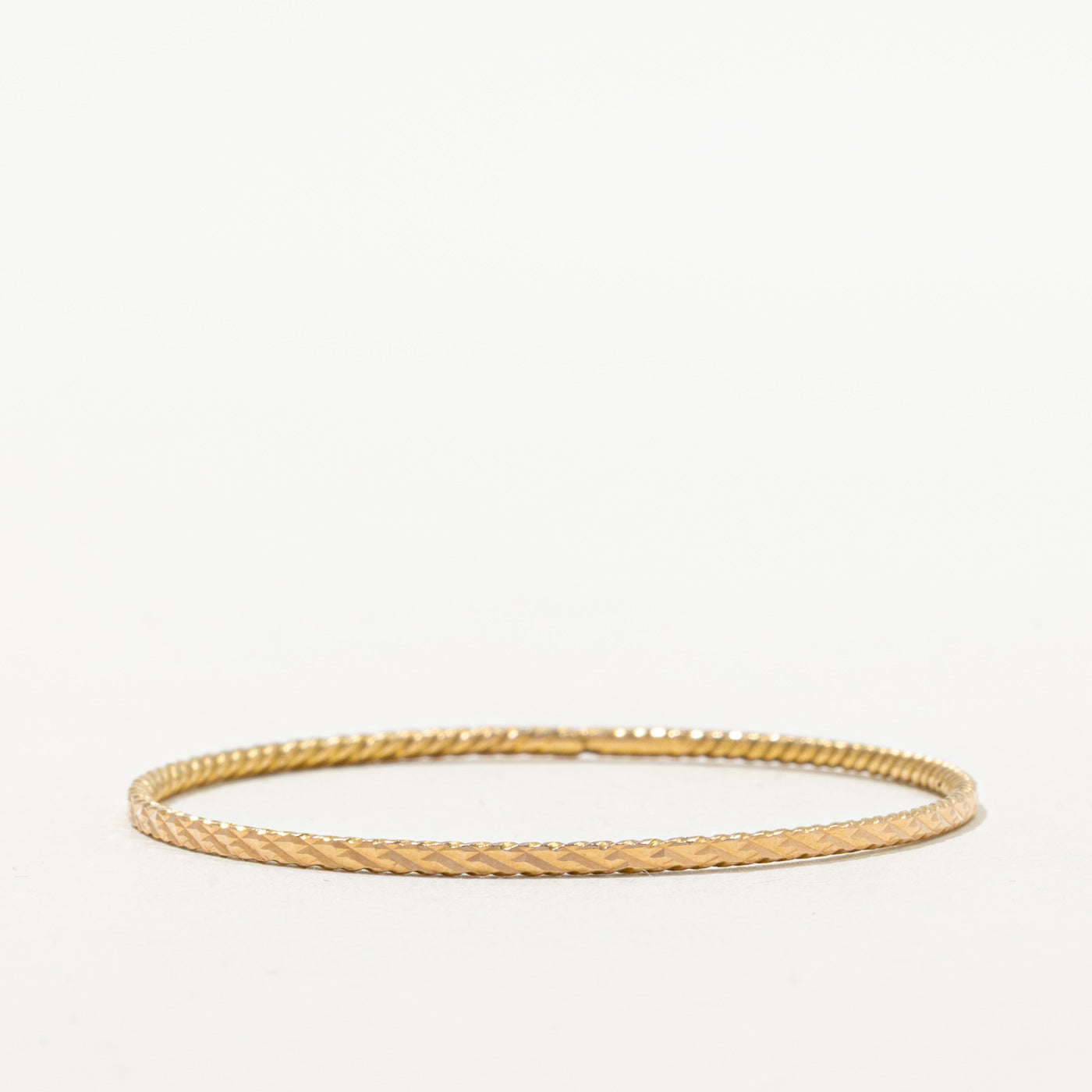15k Yellow Gold Textured Bangle | 5"