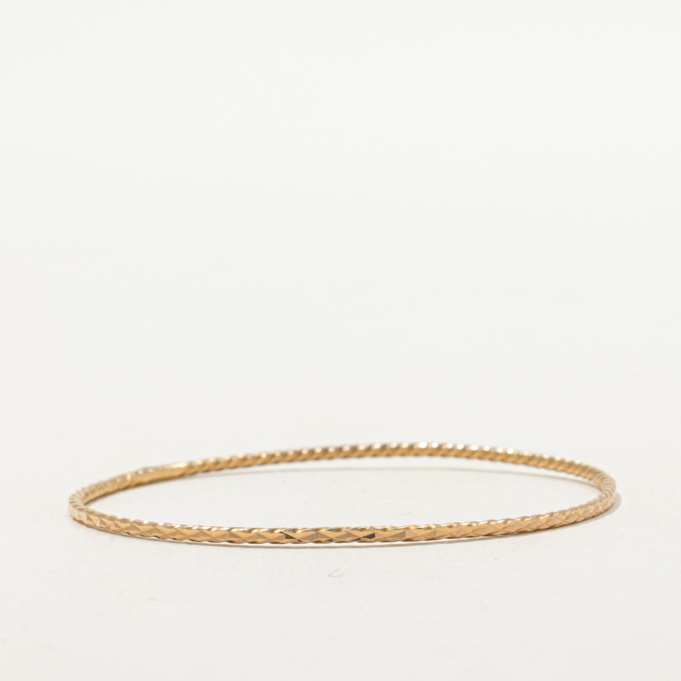 15k Yellow Gold Textured Bangle | 5"