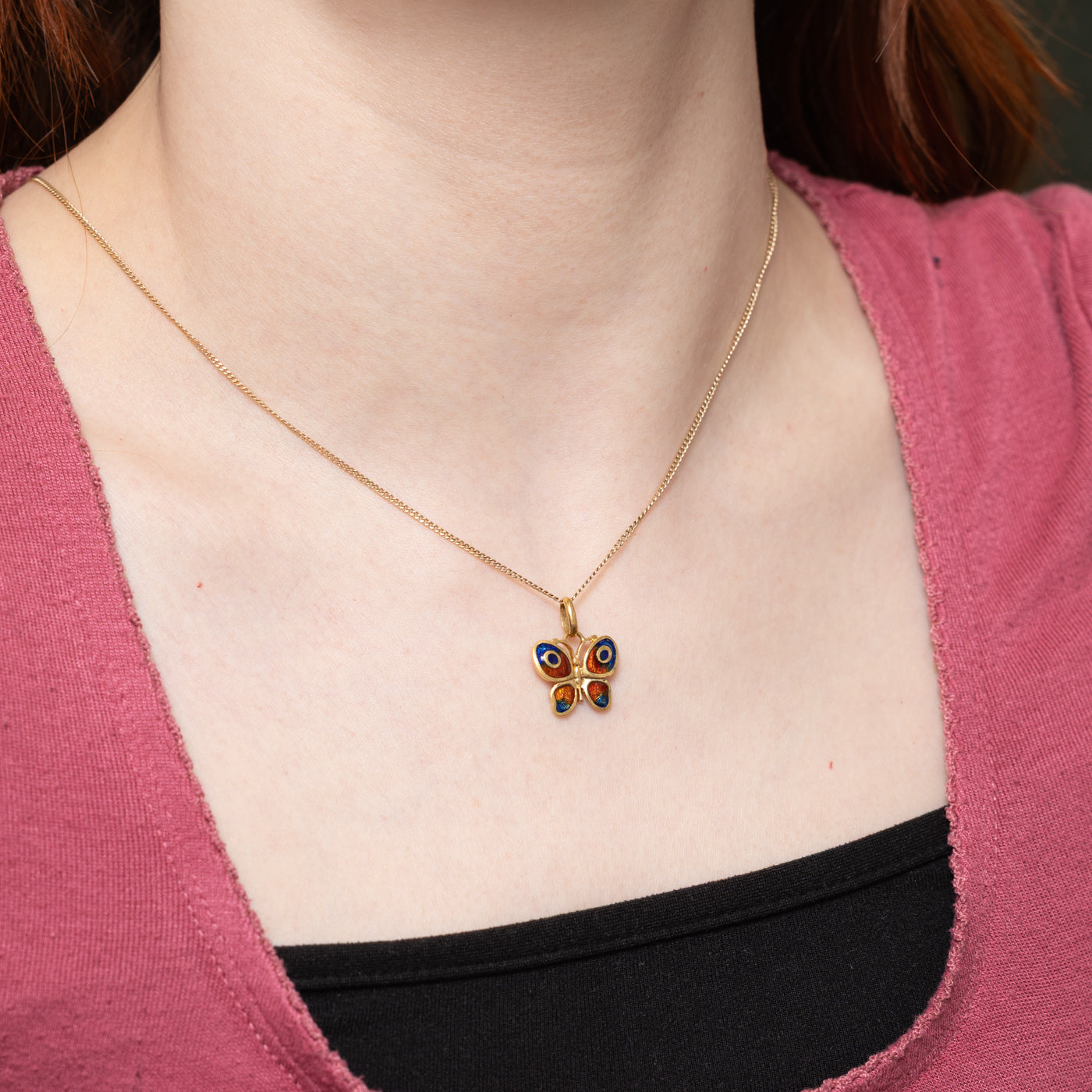 18k Enamel Butterfly Charm