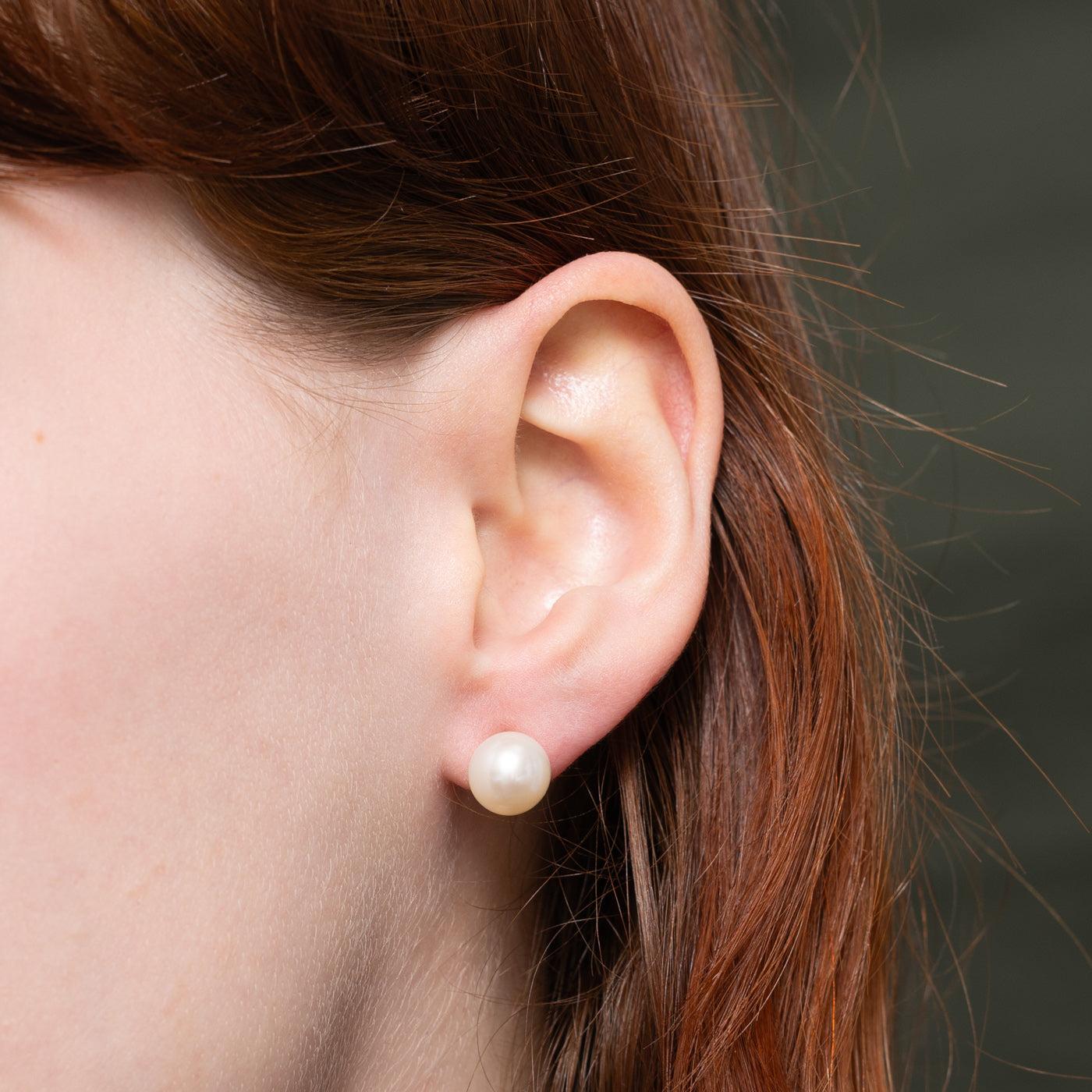 14K Round Pearl Stud Earrings