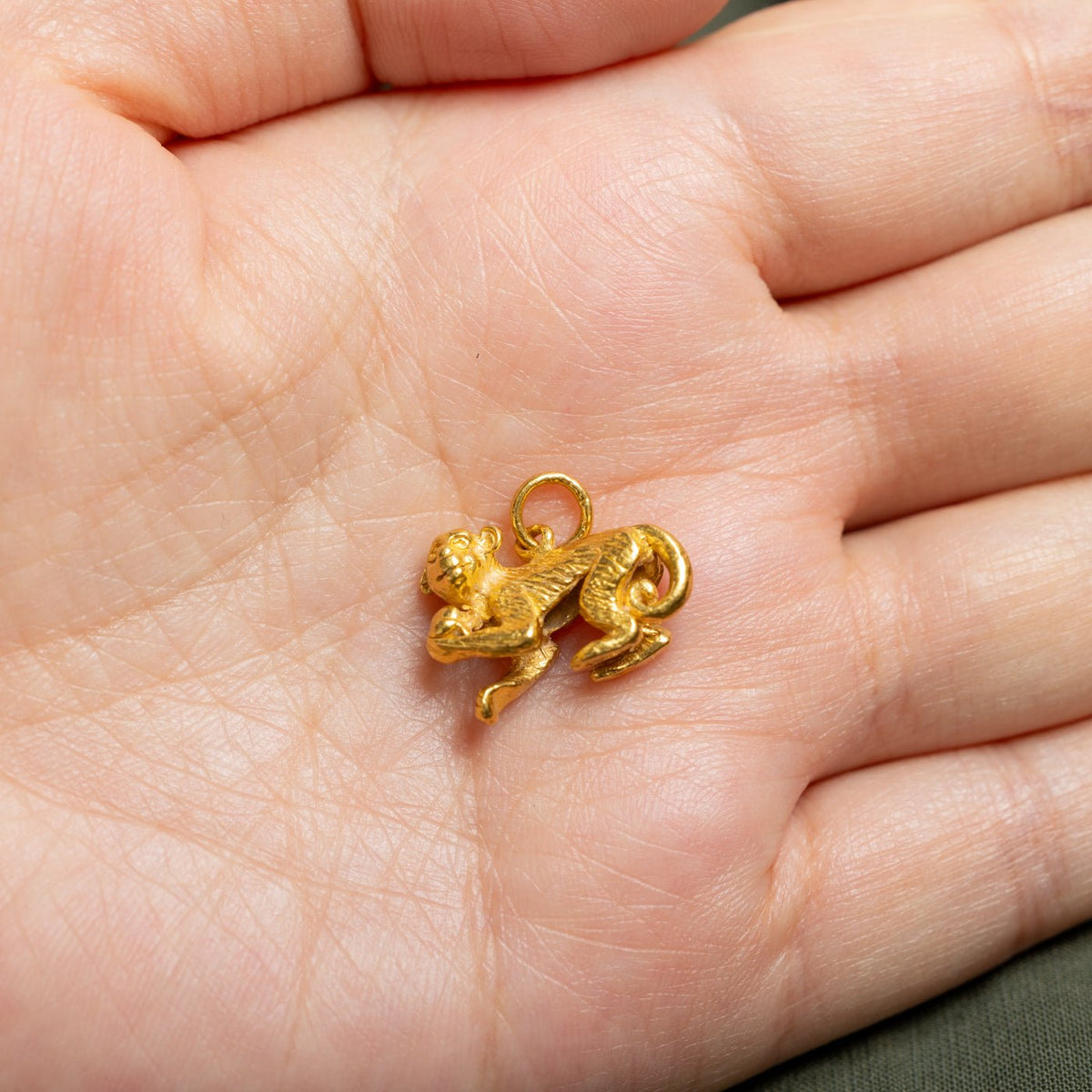 24k Yellow Gold Monkey Charm