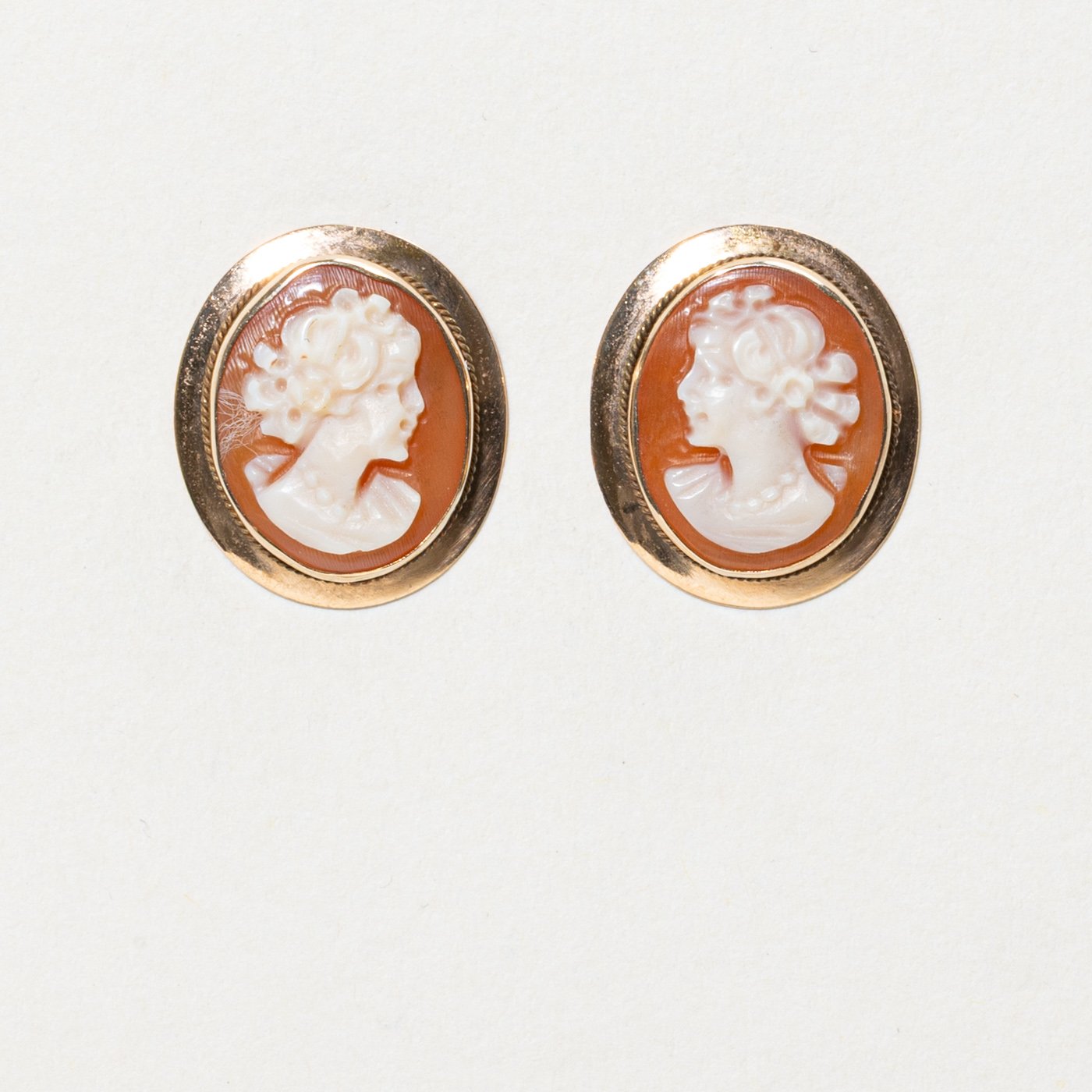 14K Earrings with Shell Cameo