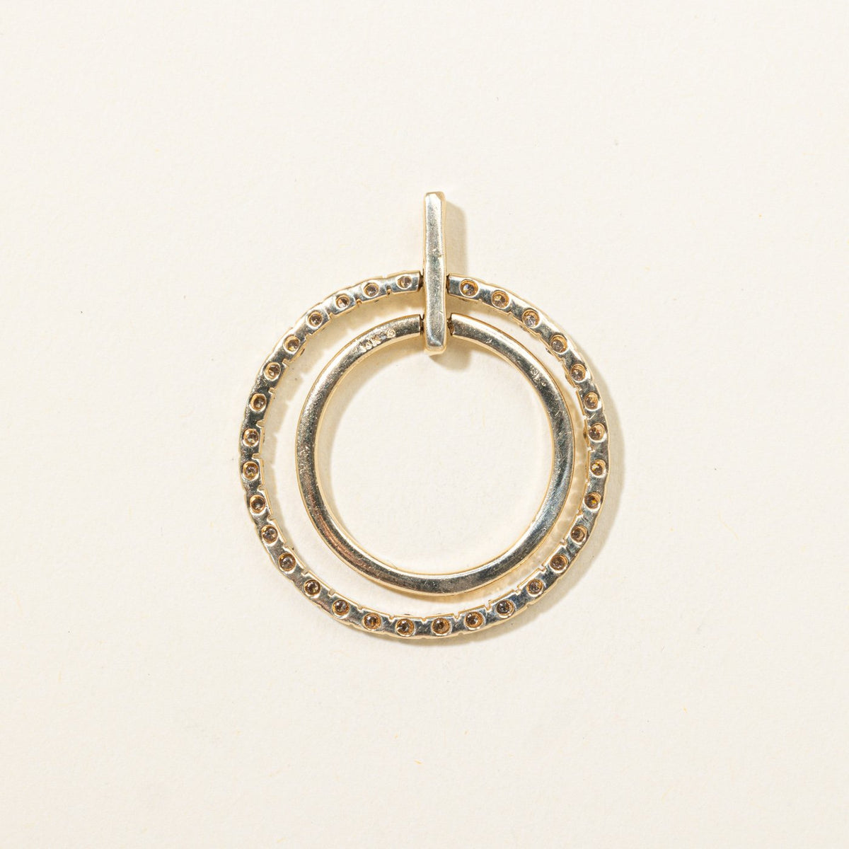 14k Eternity Diamond Layered Circle Pendant | 0.71ctw