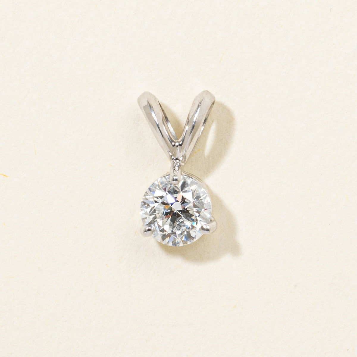 14k Solitaire Diamond Pendant | 0.46ct I2 J
