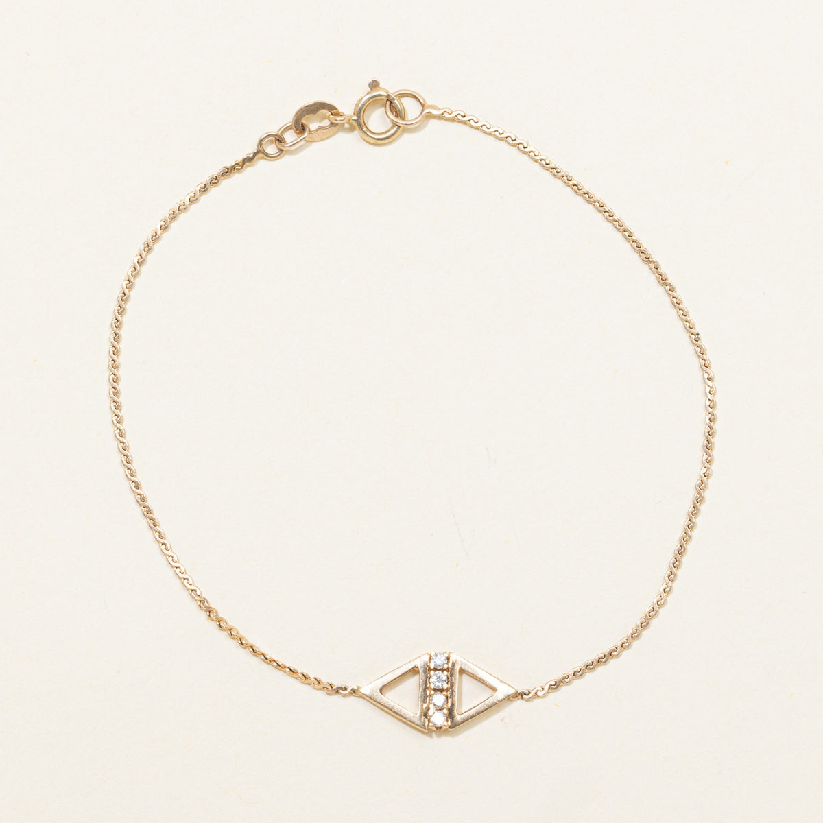 14k Two Tone Diamond Column Triangle Bracelet | 8mm | 7.25"