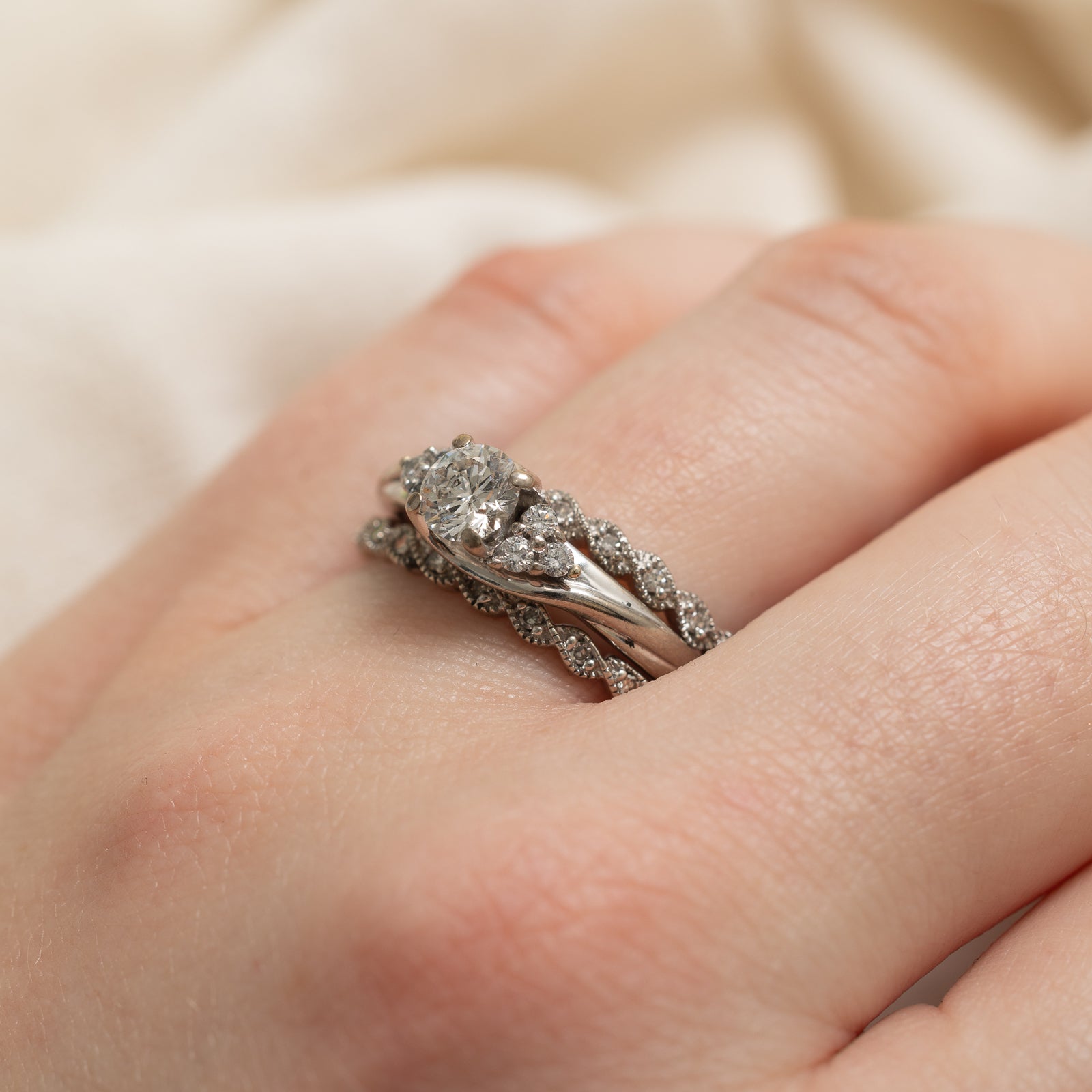 Milgrain Detail Soldered Diamond Engagement Ring | 0.79ct | 9.25