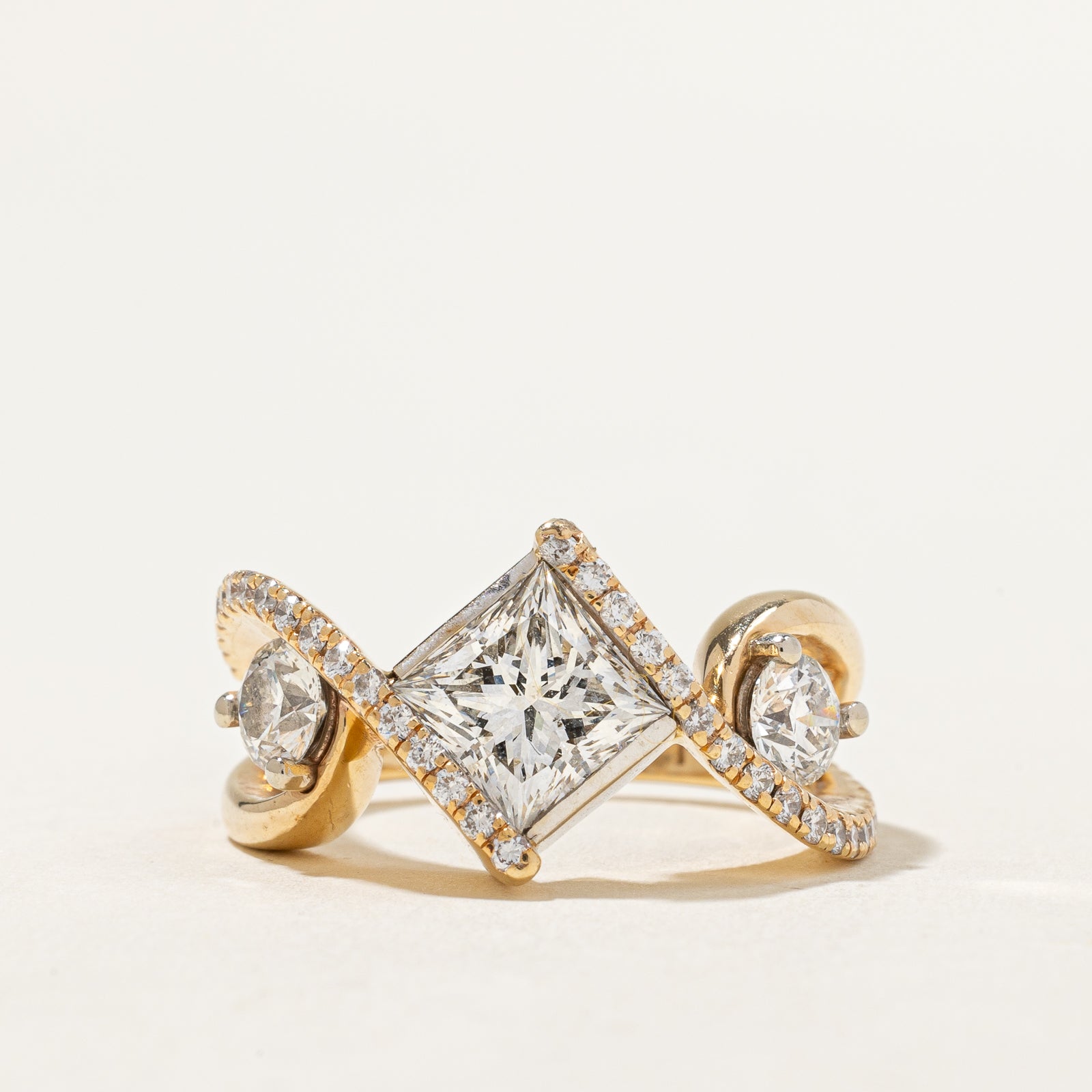 Mixed Cut Diamond Bypass Engagement Ring | 2.66ctw | SZ 6 |