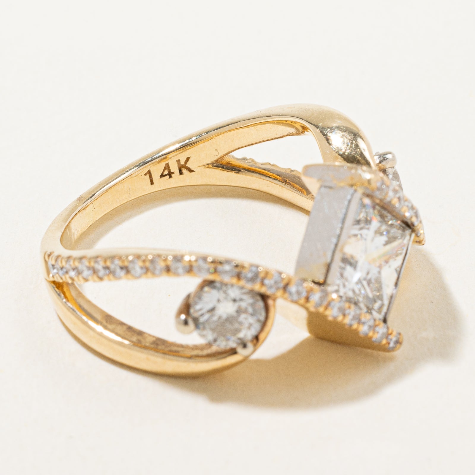 Mixed Cut Diamond Bypass Engagement Ring | 2.66ctw | SZ 6 |