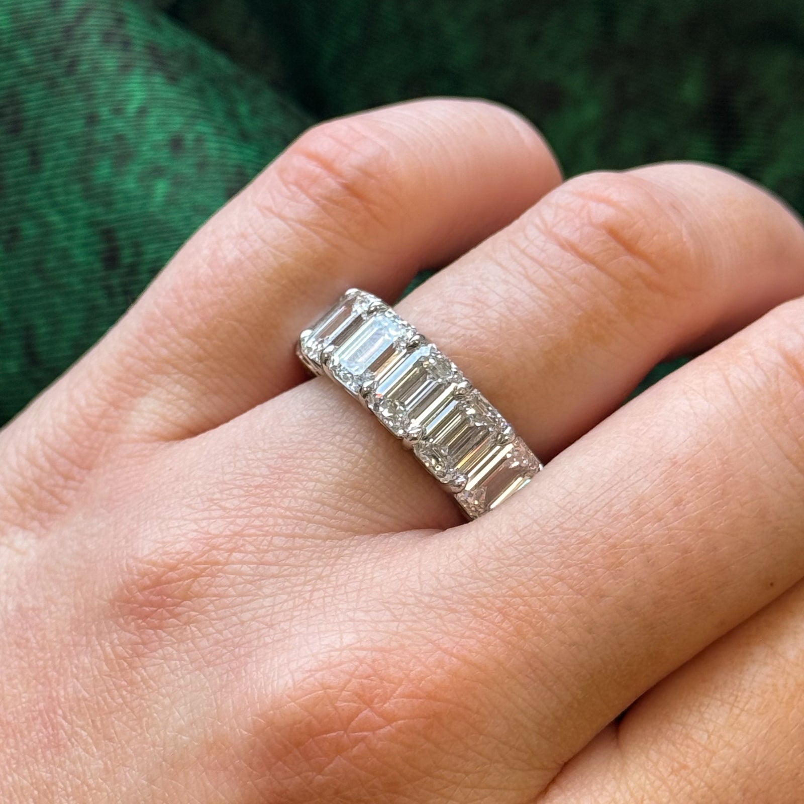 14ctw+ GIA Natural Emerald Cut Diamond Eternity Band | 14.46ctw IF/VS1 F/G Ex/VG | SZ 6.25