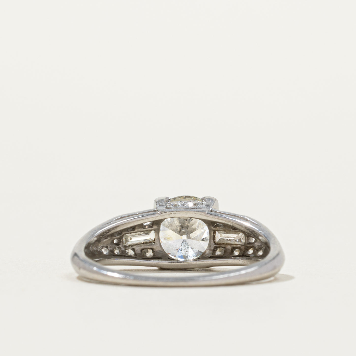 PRIX Bague géométrique Art Déco en platine 950 et diamants (réf. 801-720) | 0,30 ct | Taille 5,5