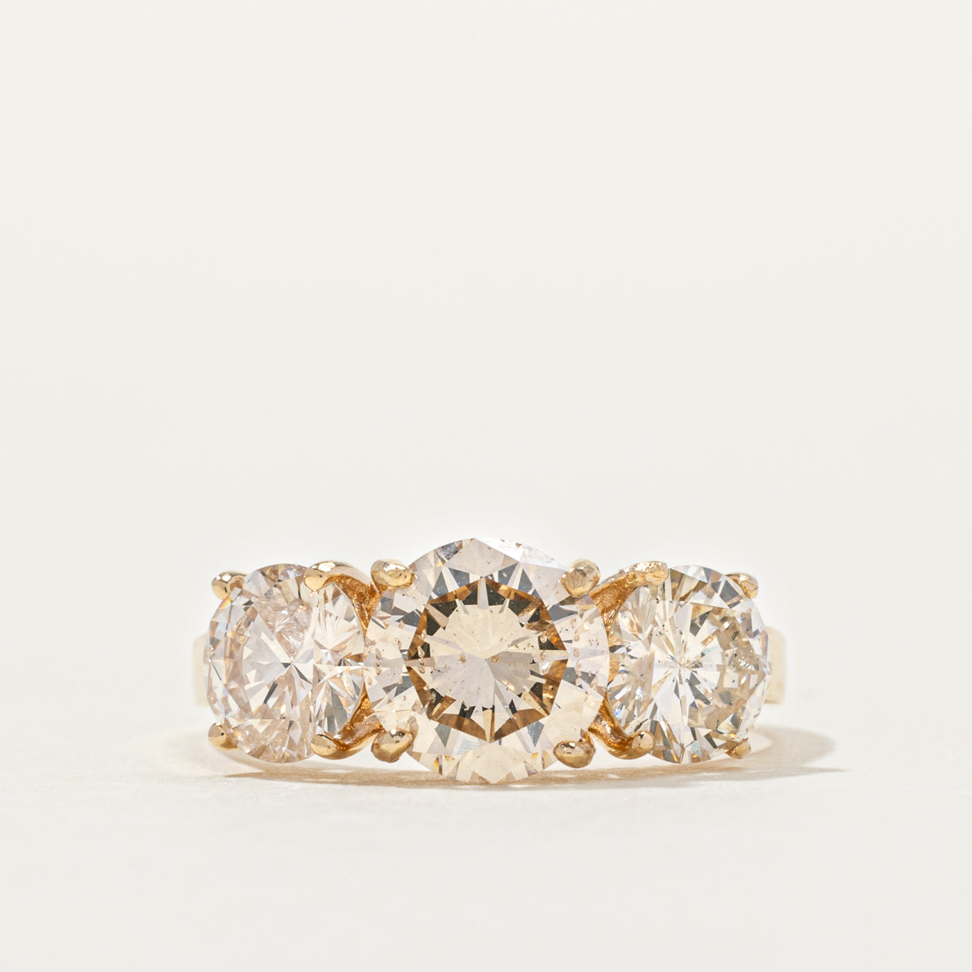 14k Three Stone Diamond Ring | 2.95ctw I1/I2 J/K | SZ 5.75