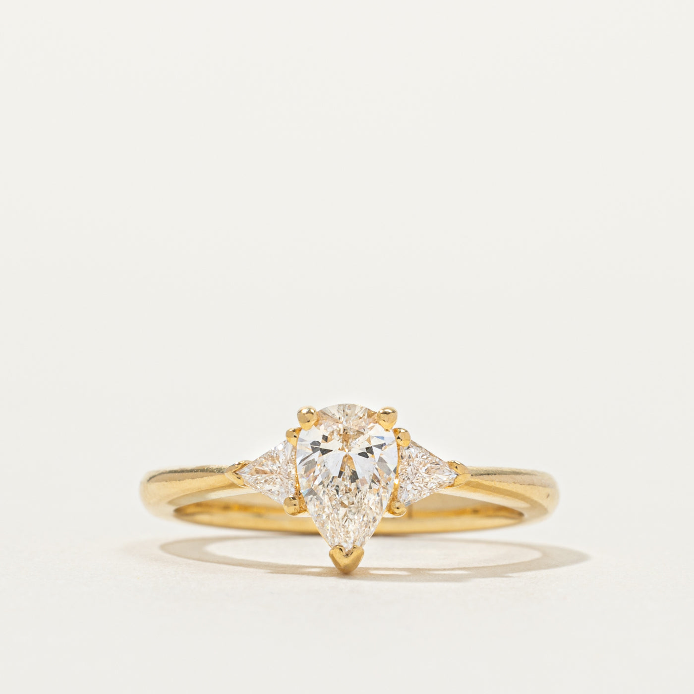 GIA Pear Cut Diamond Accented Engagement Ring | GIA 0.50ct SI1 F, 0.22ctw | SZ 4.5