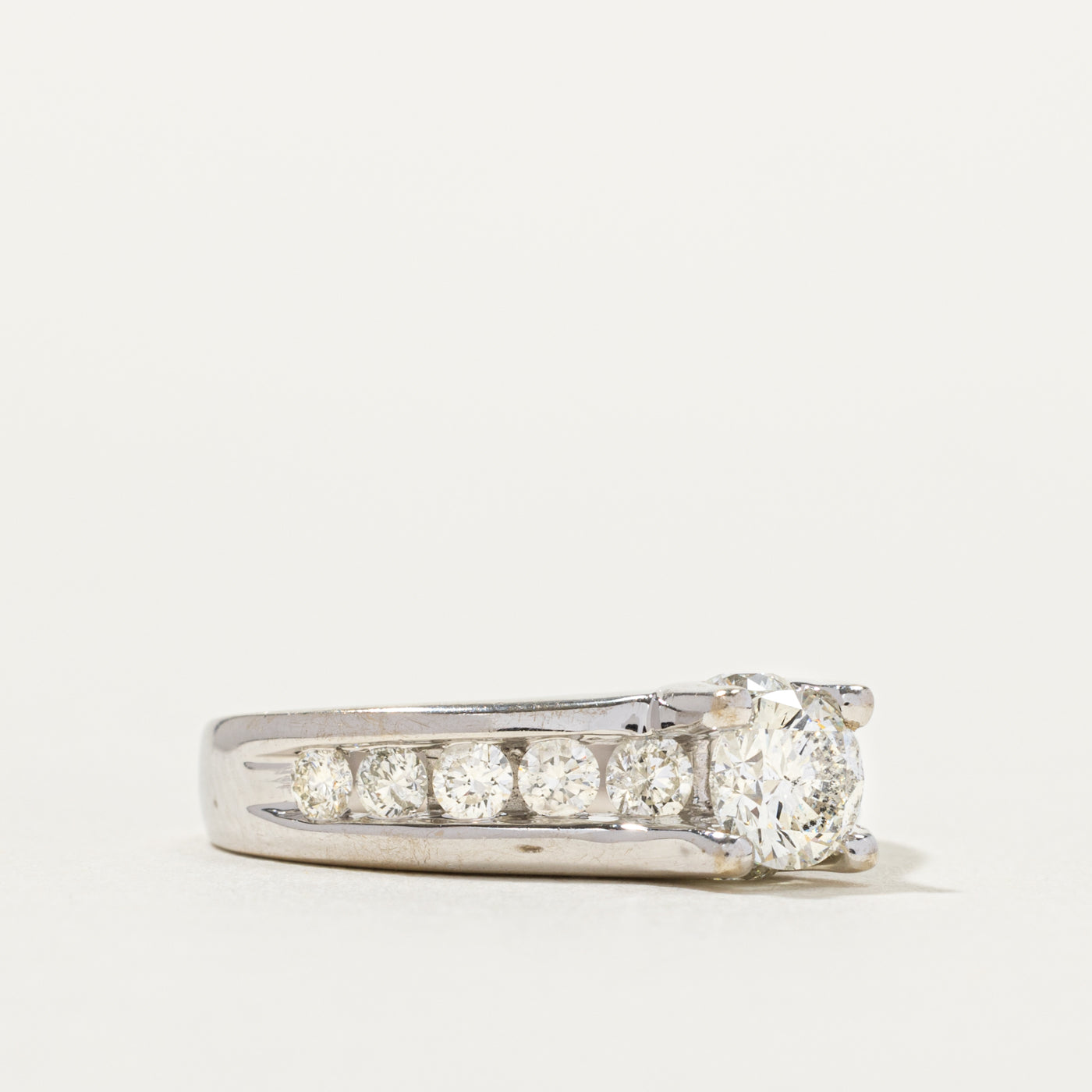 14k Round Brilliant Diamond Accented Engagement Ring | 0.57ct I1 I, 0.69ctw | SZ 5.5