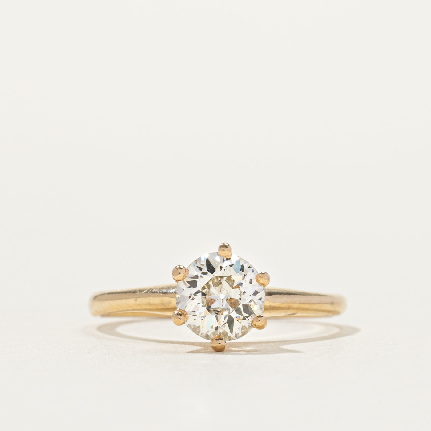 18k Old European Cut Solitaire Diamond Ring | 0.80ct SI1/SI2 I/J | SZ 5.5