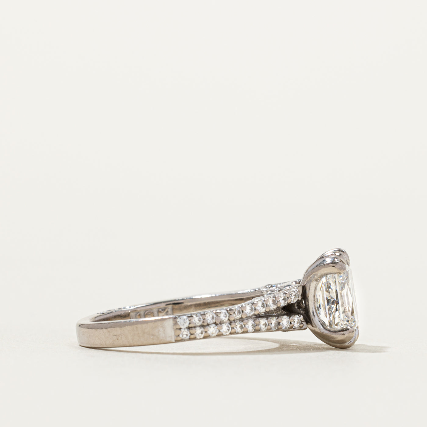 'Tacori' 18k Radiant Cut Diamond Accented Ring | 1.50ct VVS1/VVS2 H/I, 0.30ctw | SZ 4.75