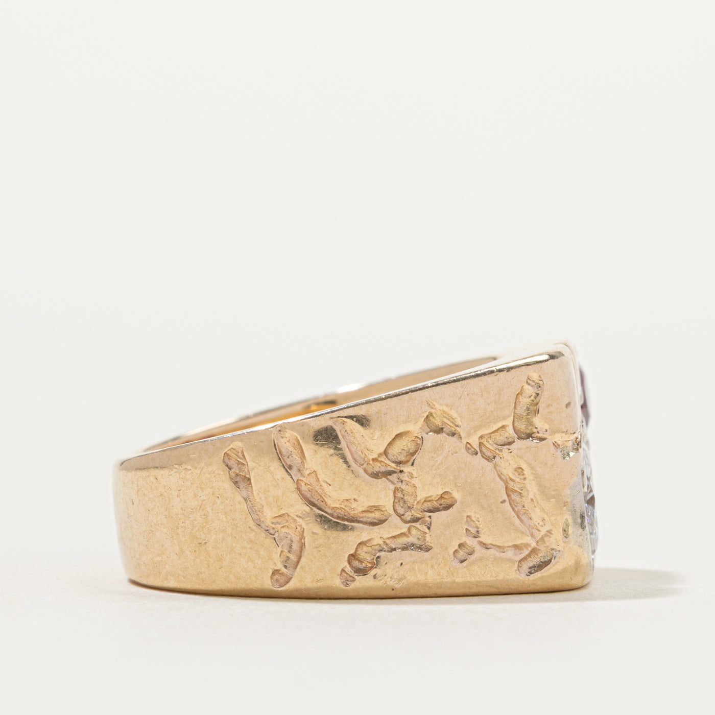 Bague en or 10 carats, rubis taille ronde 801-735 | 0,36 ct | Taille 9,25