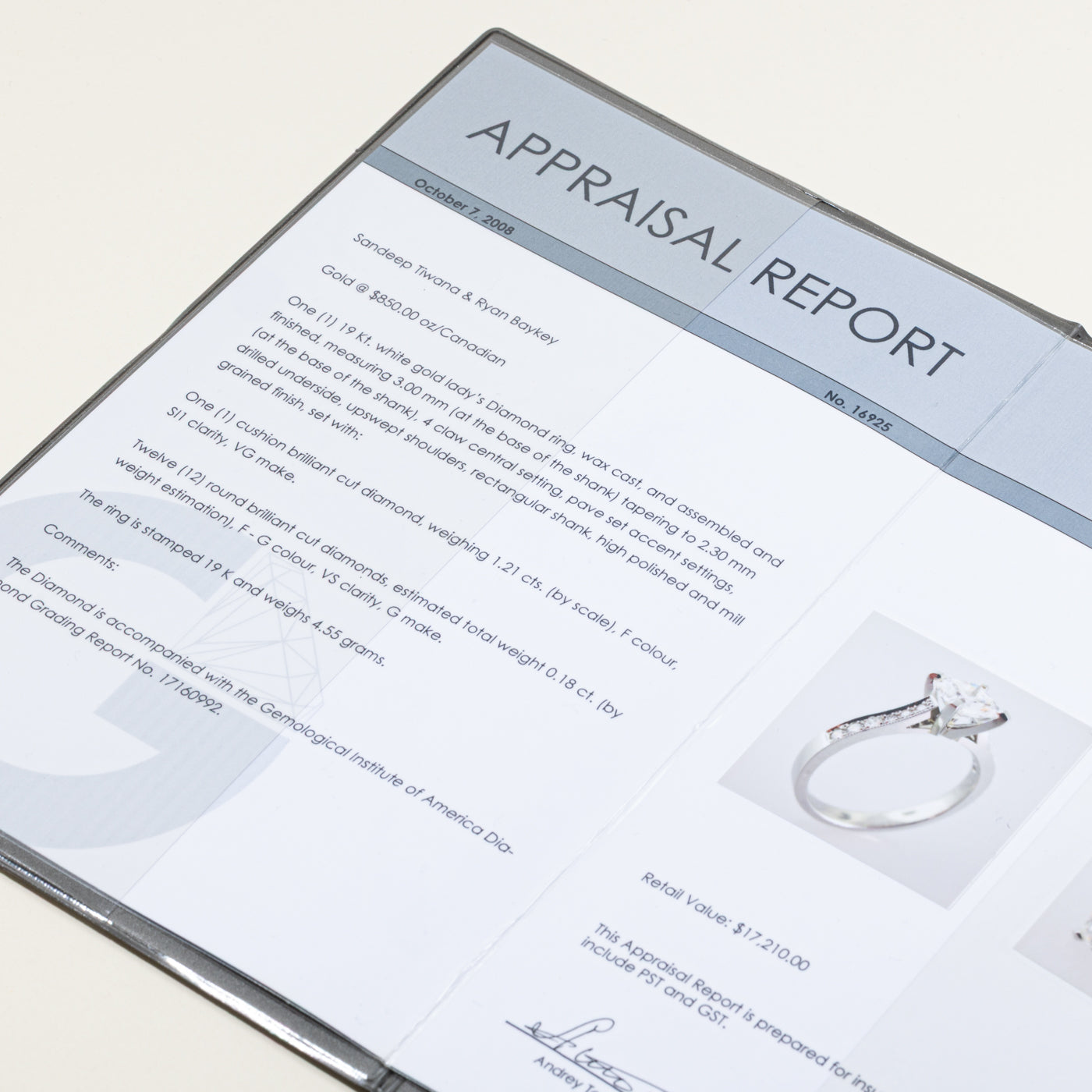 Bague en or blanc 19 carats (801-738) sertie de diamants | 0,18 ct | Taille 7,5