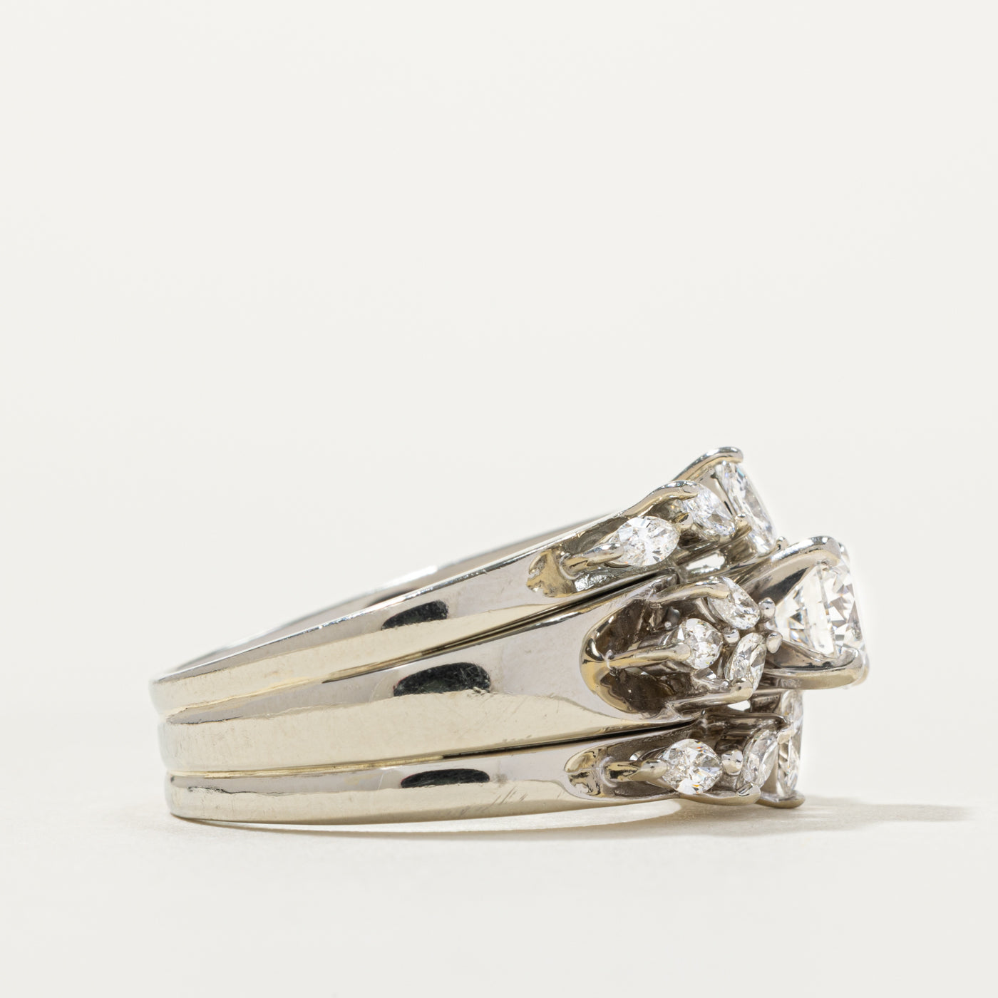 Canadian Diamond Floral Soldered Wedding Ring Set | 1.10ctw | SZ 8.25