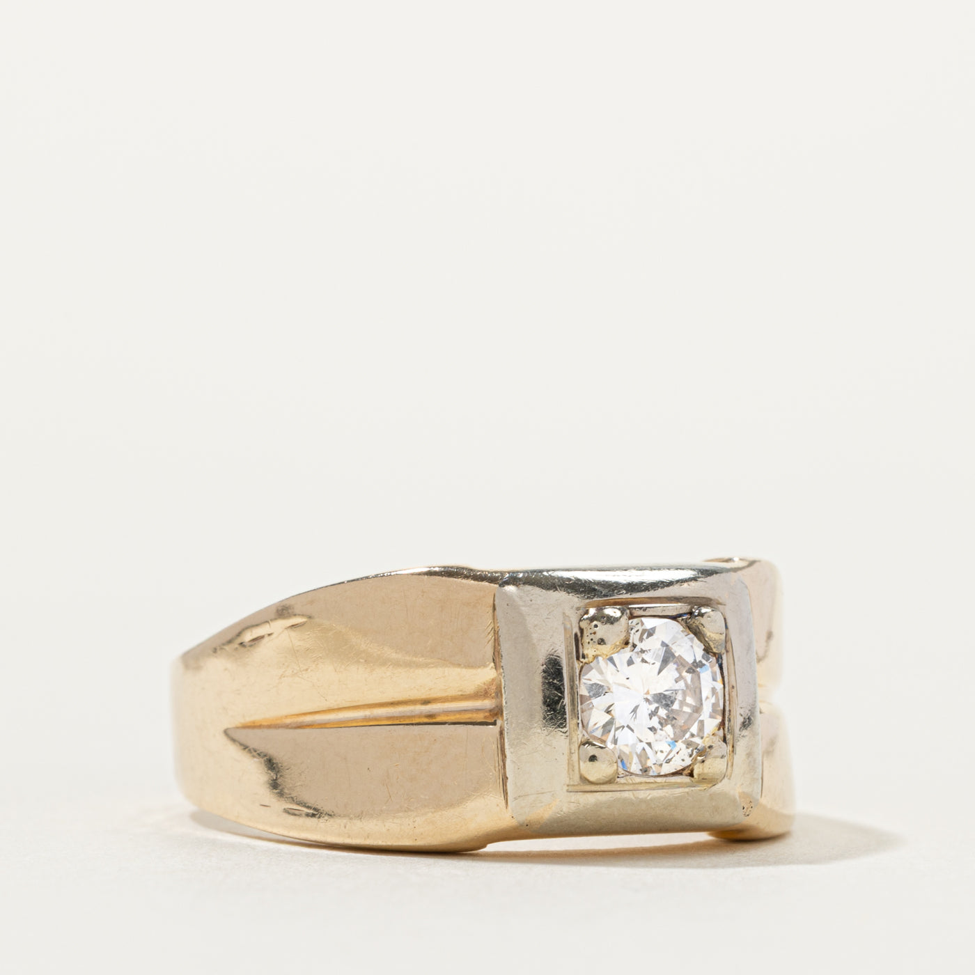 10k Diamond Grooved Chunky Ring | 0.68ct SI2/I1 G/H | SZ 10.5