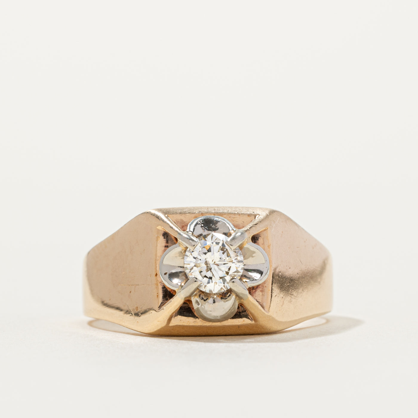 10k Belcher Set Diamond Chunky Ring | 0.61ct I2 K/L | SZ 12.25