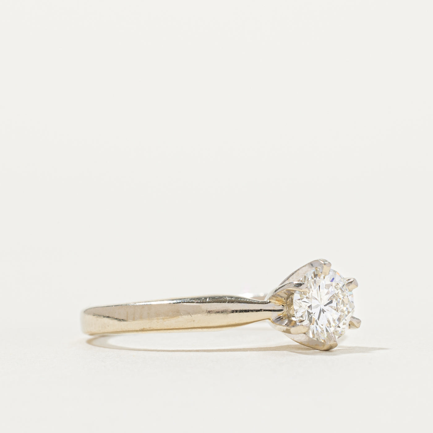 18k Six Prong Solitaire Round Brilliant Cut Diamond Ring | 0.61ct VS2/SI1 G | SZ 6.5