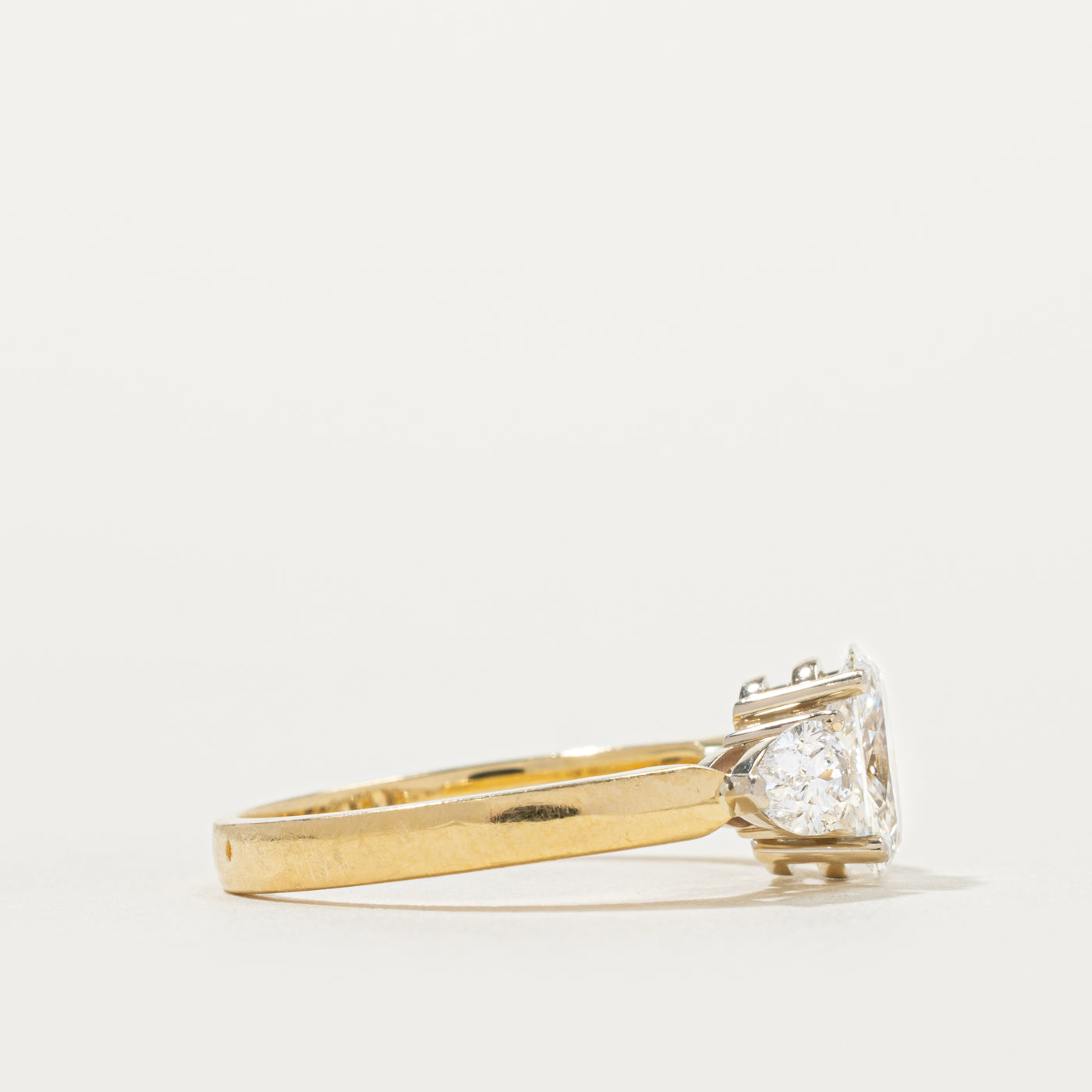 'Birks' 18k Oval Cut Diamond Accented Engagement Ring | 1.03ct VS2 F/G, 0.80ctw | SZ 8.5