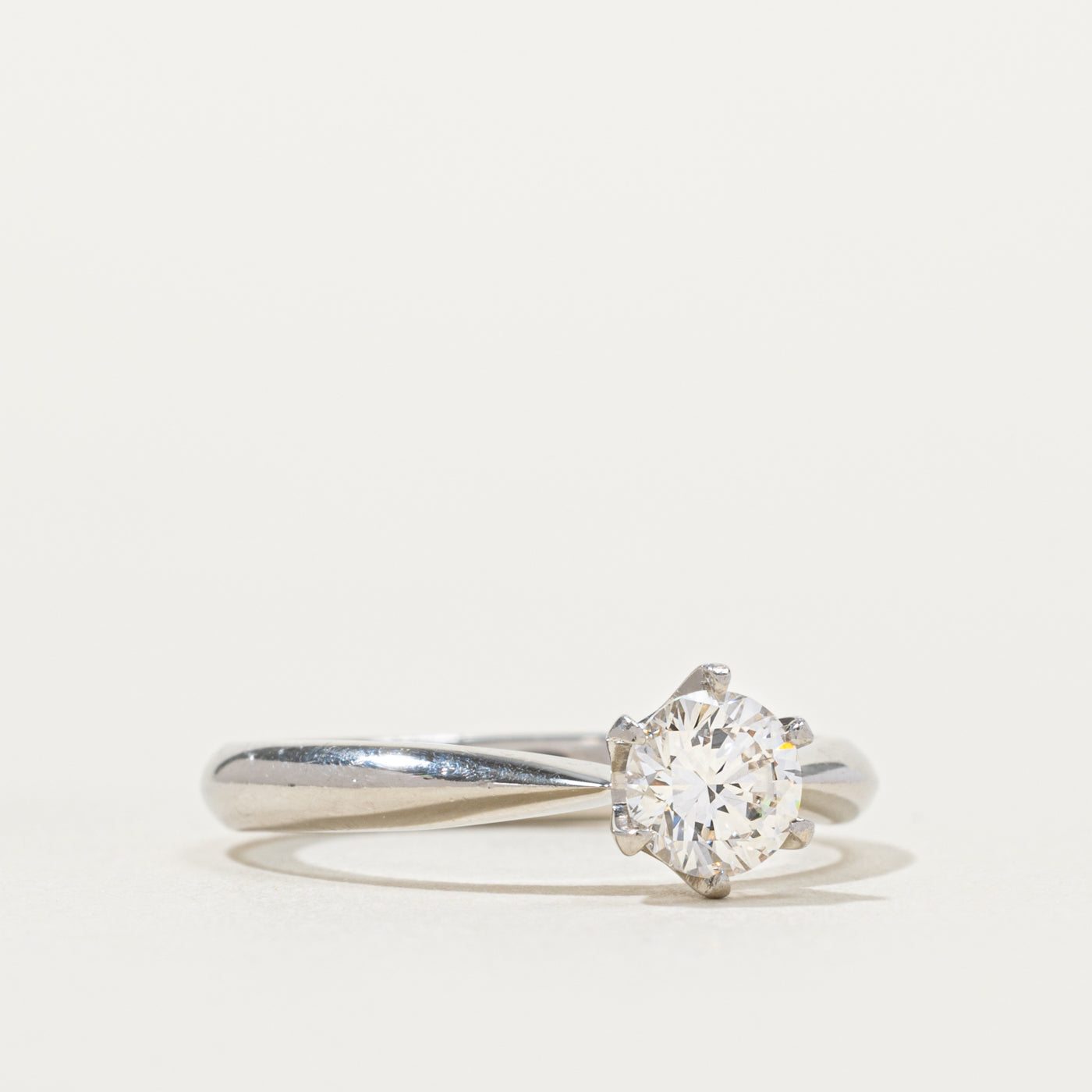 Platinum Six Prong Round Brilliant Cut Diamond Ring | 0.57ct VS1/VS2 I | SZ 6.0