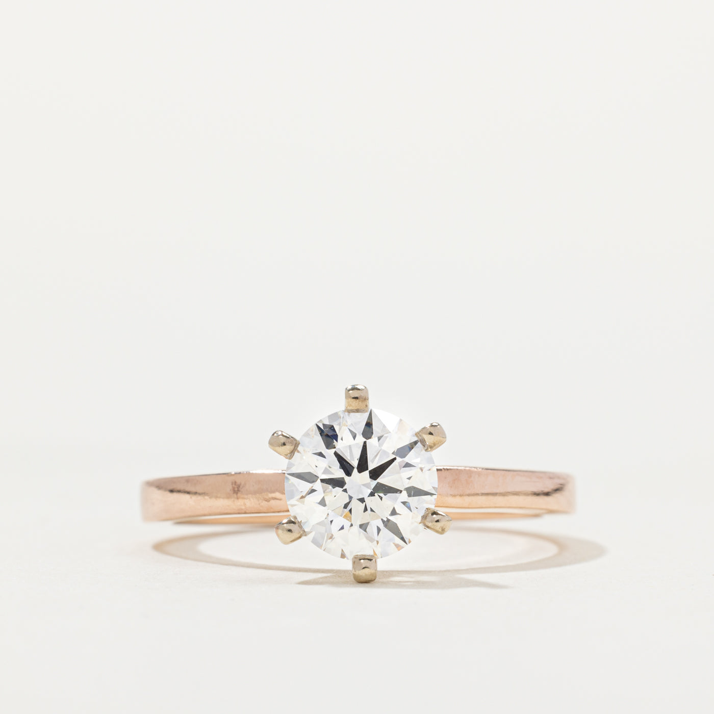 Bague en or rose 14 carats (801-756) avec diamant | Taille 7,0