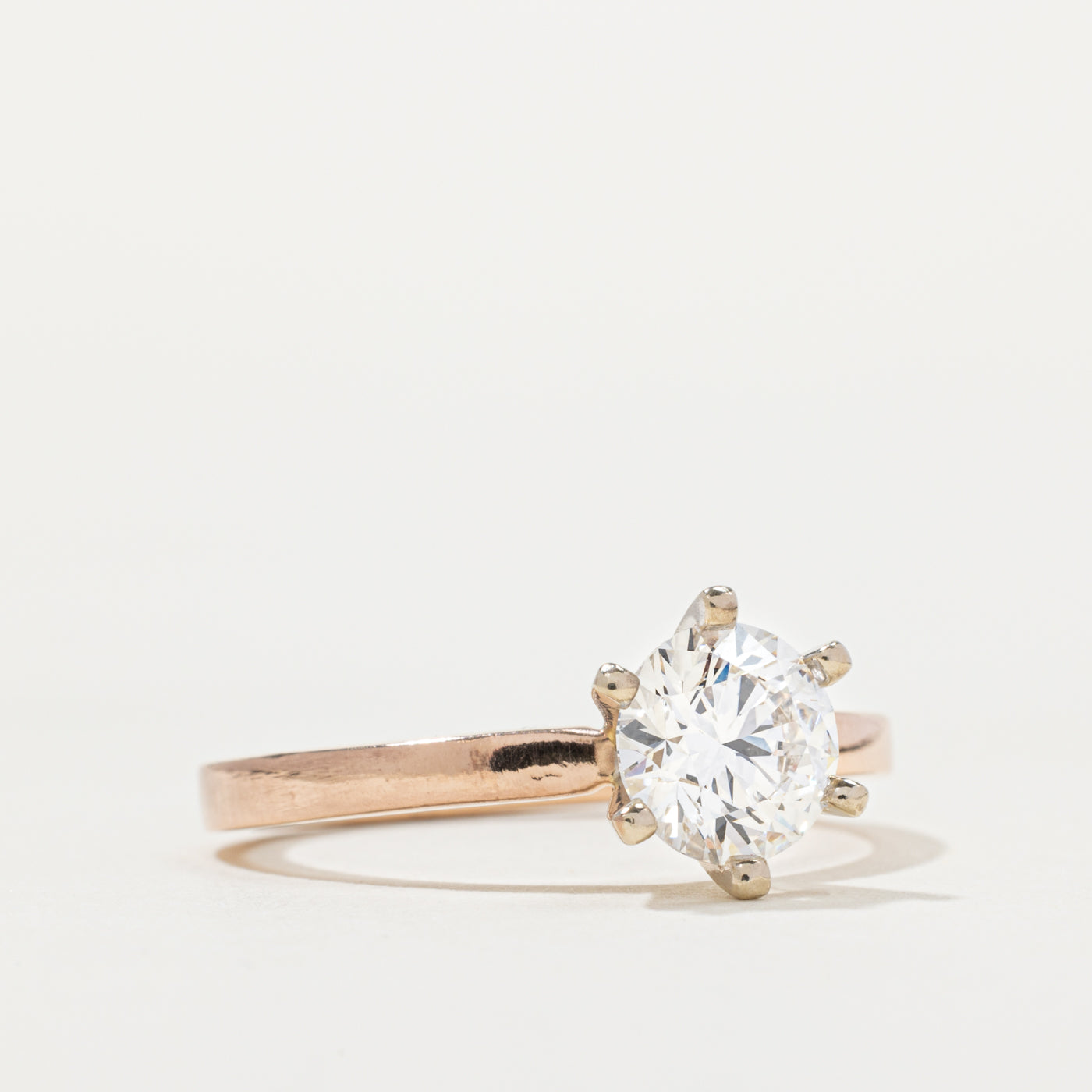 14k Rose Gold Six Prong Round Brilliant Cut Diamond Ring | 1.15ct VVS2 G | SZ 7.0