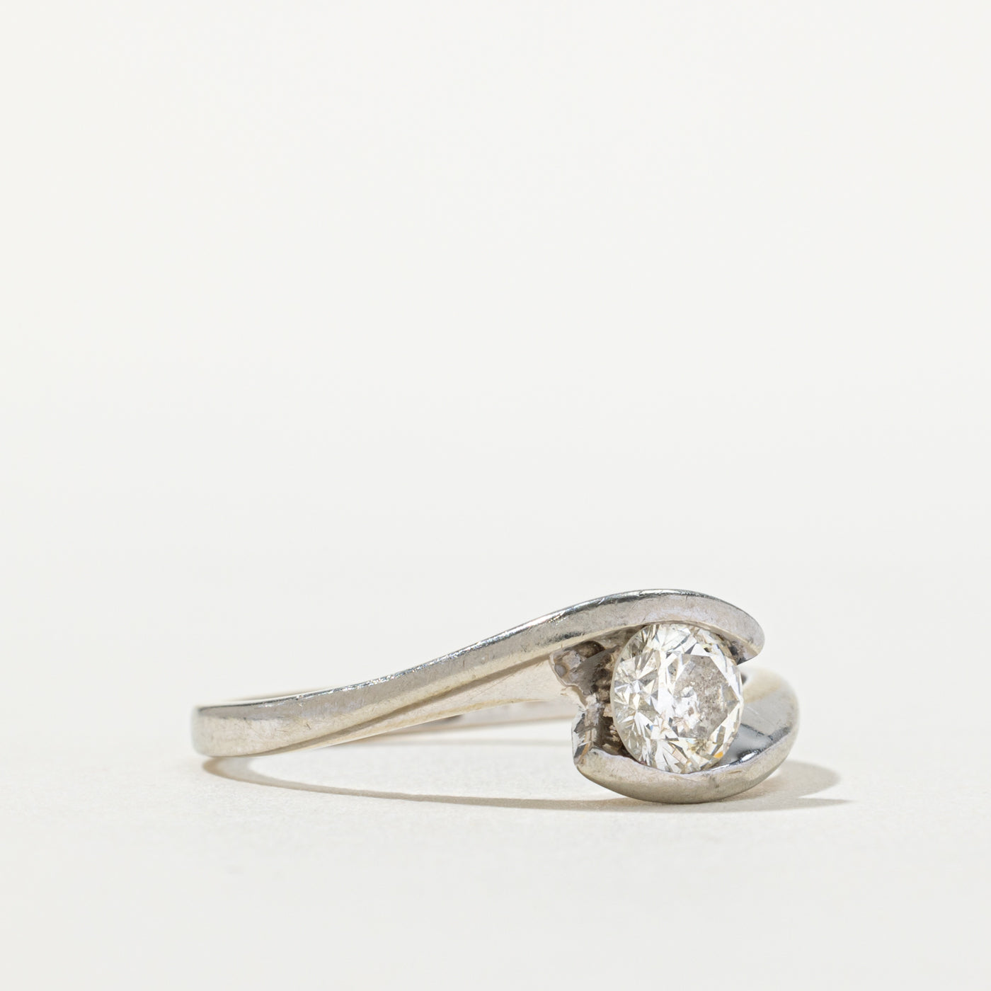 19k Solitaire Diamond Bypass Ring | 0.66ct I1/I2 J/K | SZ 9.75