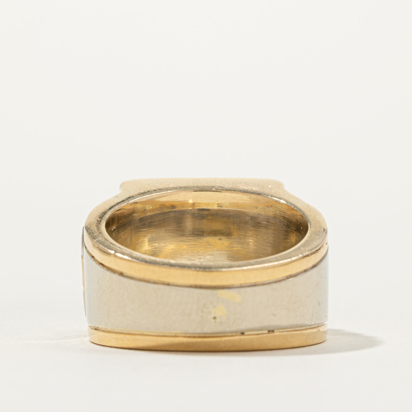 Bague géométrique bicolore en or 18 carats (réf. 801-759) sertie de diamants | 0,24 ct | Taille 7,75