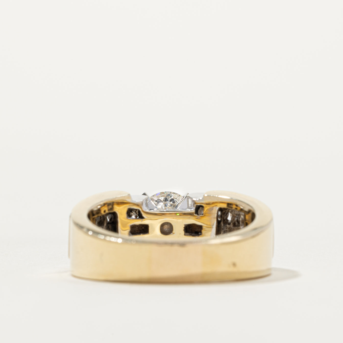 Bague géométrique bicolore en or 14 carats (réf. 801-760) sertie de diamants | 0,70 ct | Taille 9