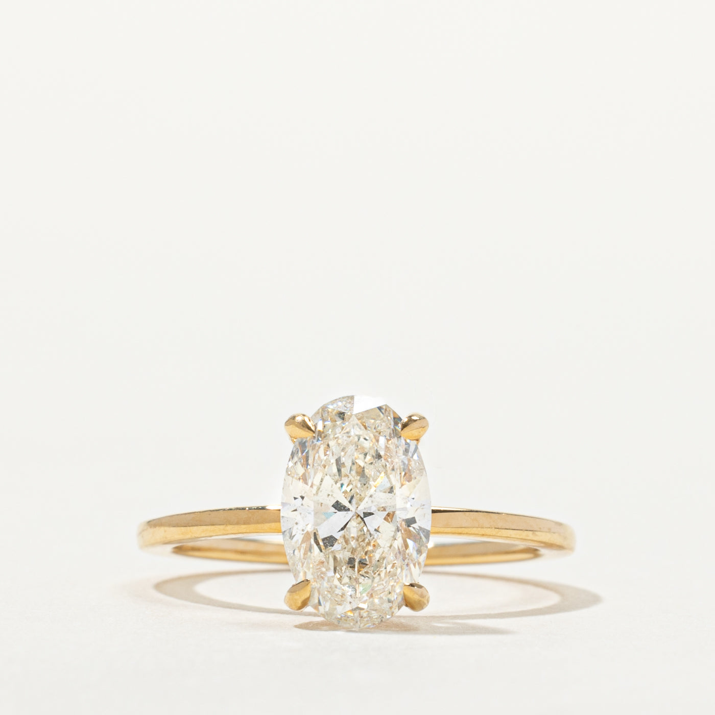 HRD Oval Cut Solitaire Diamond Hidden Halo Ring | 1.70ct SI2 J, 0.09ctw | SZ 5.5