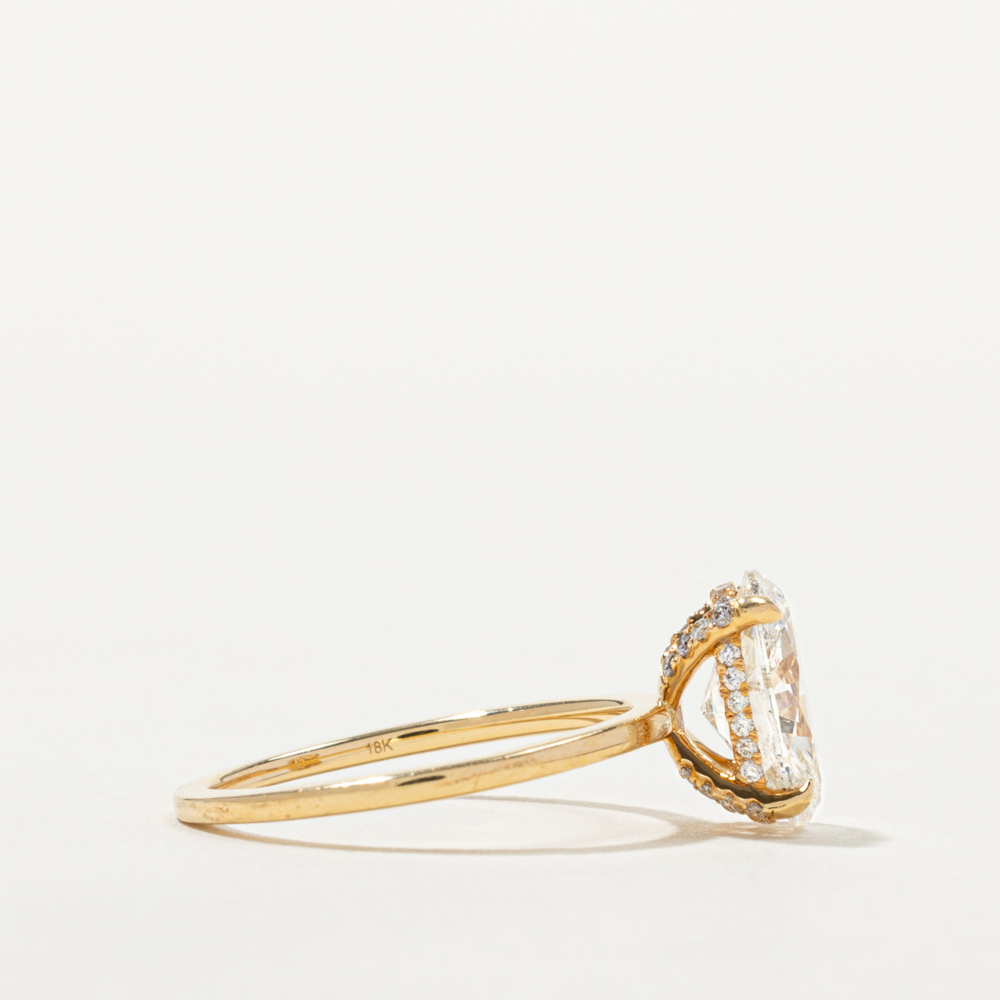 HRD Oval Cut Solitaire Diamond Hidden Halo Ring | 1.70ct SI2 J, 0.09ctw | SZ 5.5