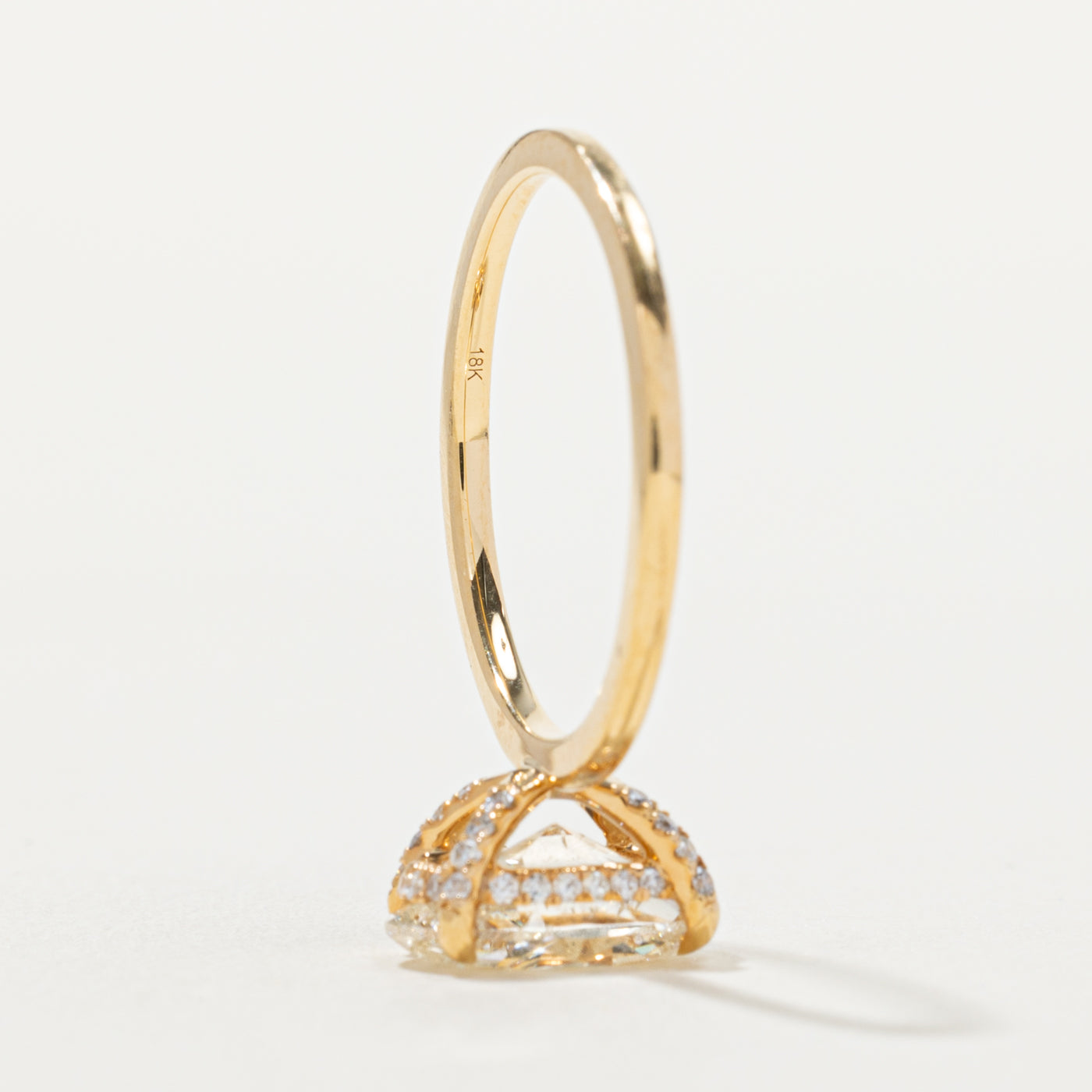 HRD Oval Cut Solitaire Diamond Hidden Halo Ring | 1.70ct SI2 J, 0.09ctw | SZ 5.5