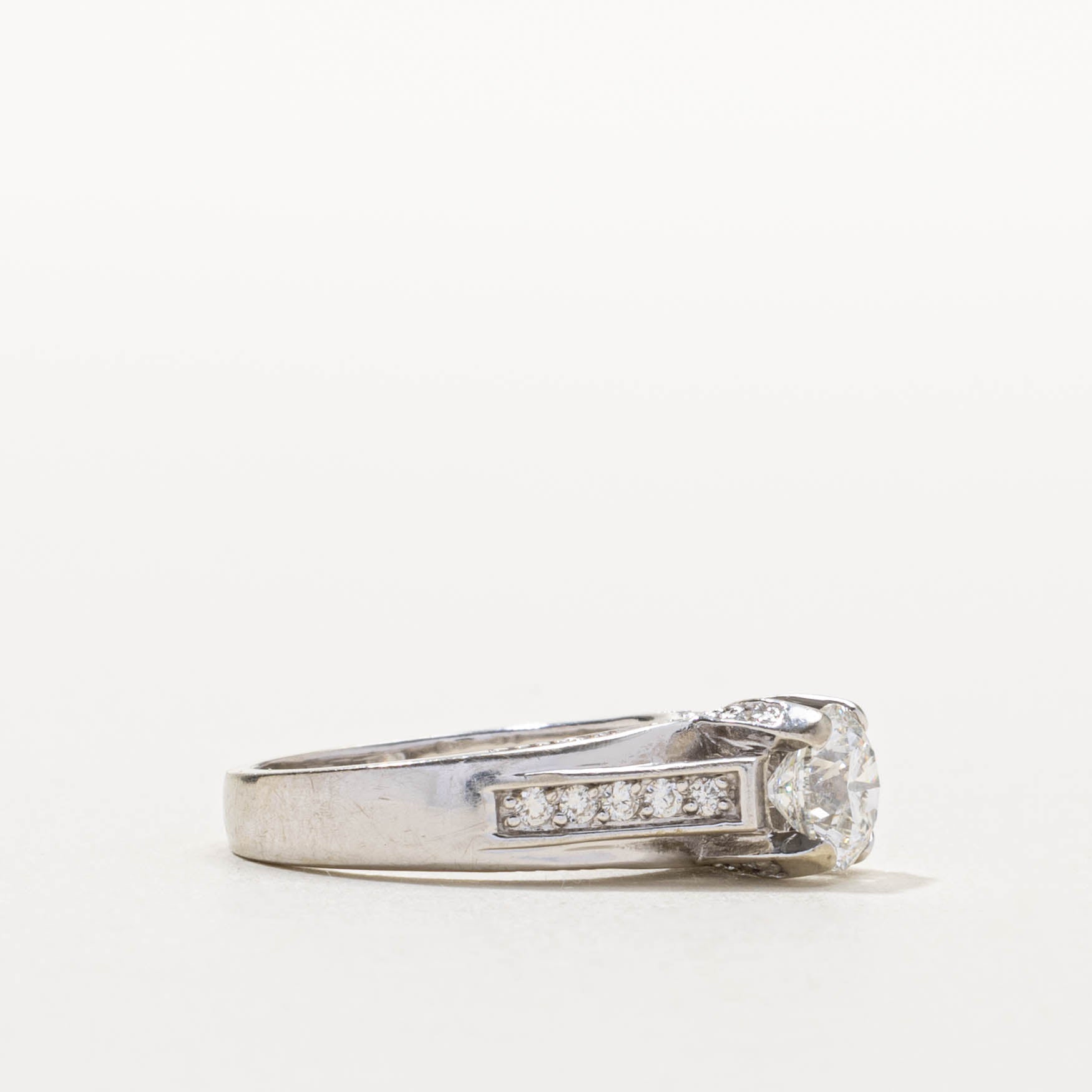 18k Diamond Cathedral Ring | 1.00ct SI2/I2 G/H, 0.10ctw | SZ 5