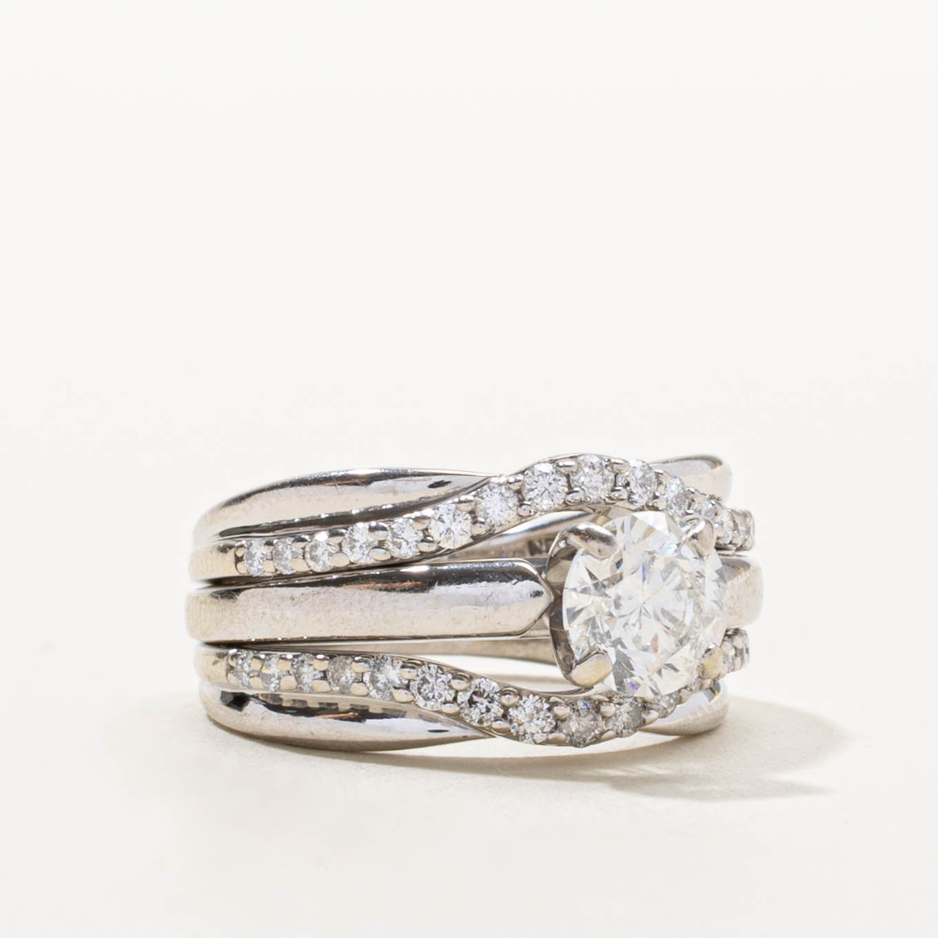 14k Multi-Row Diamond Split Ring | 1.65ctw | SZ 7