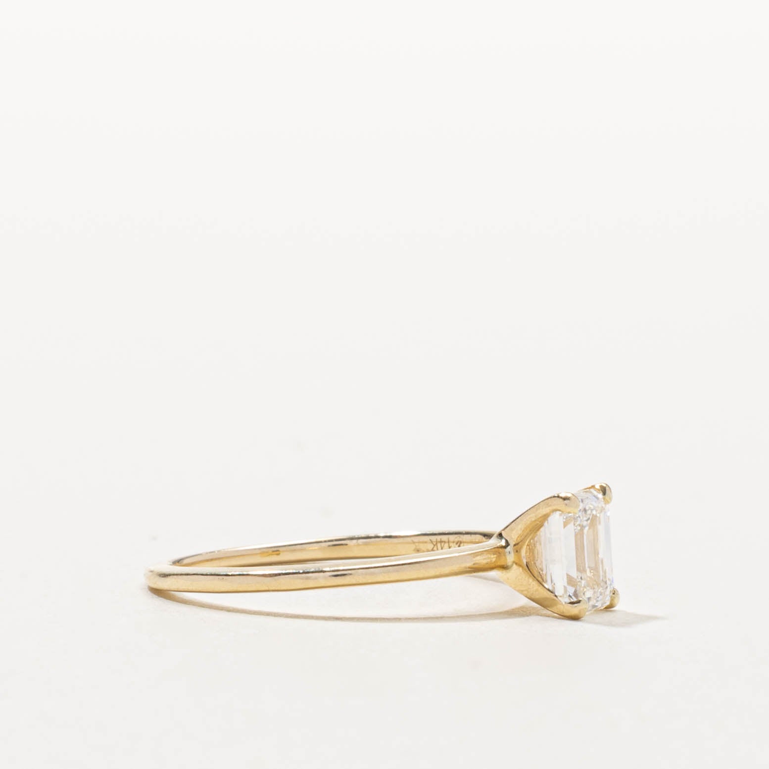 14k Solitaire Emerald-Cut Diamond Ring | 0.72ct VVS2 G | SZ 5.5