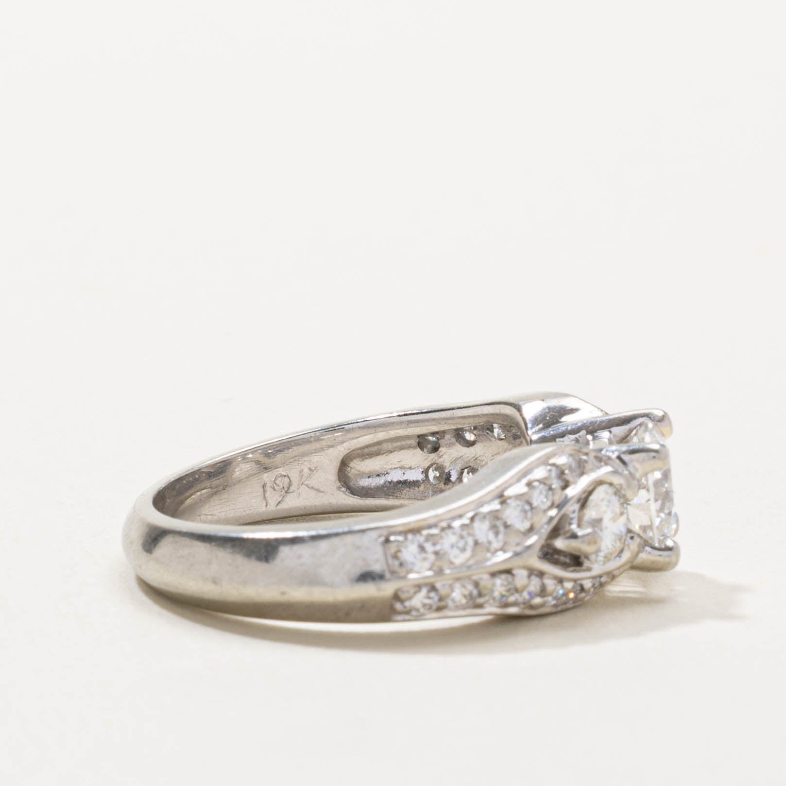 19k Pave Set Diamond Buckle Style Ring | 1.31ctw | SZ 5.75
