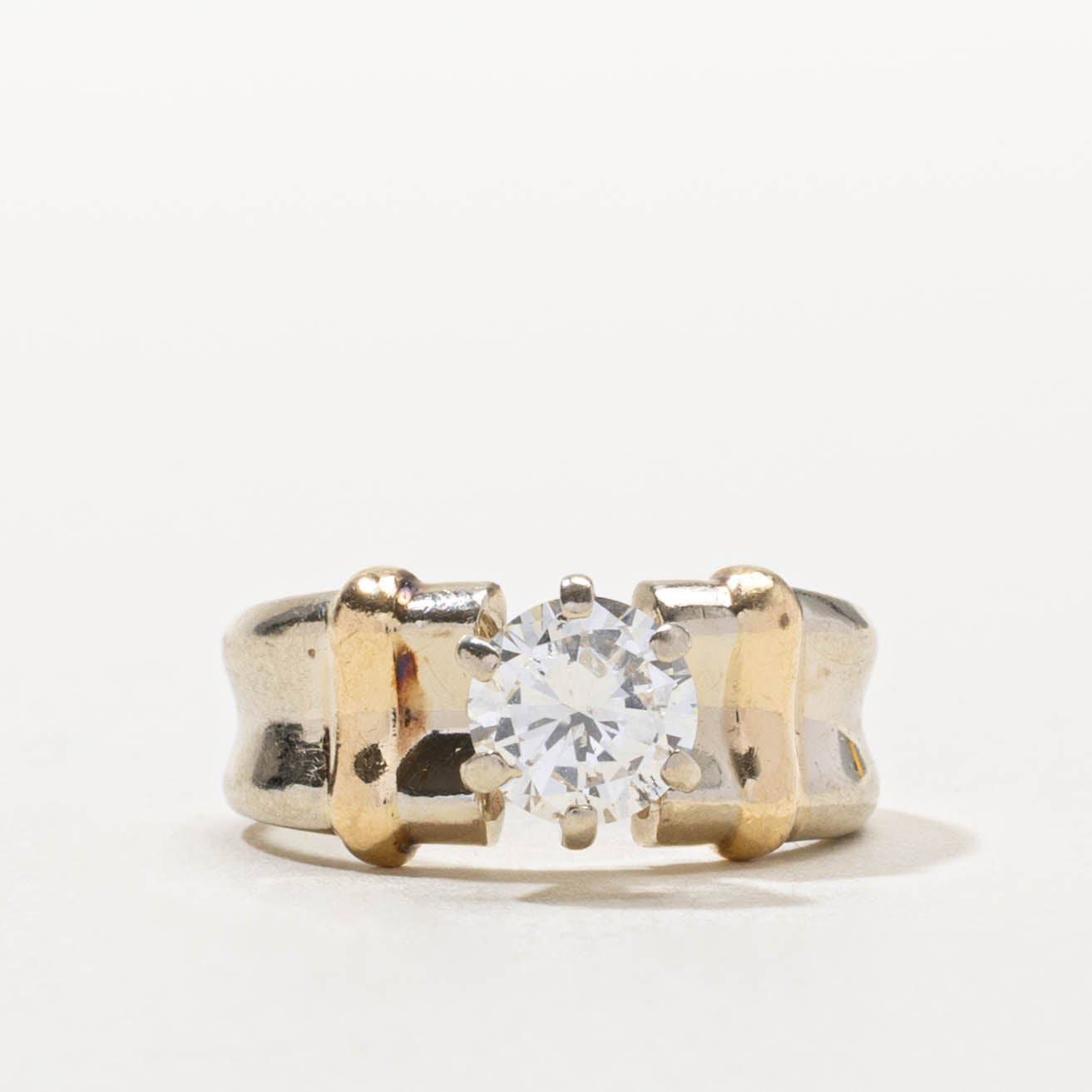 14k Two Tone Diamond Banded Ring | 1.12ct SI2/I1 I/J | SZ 5