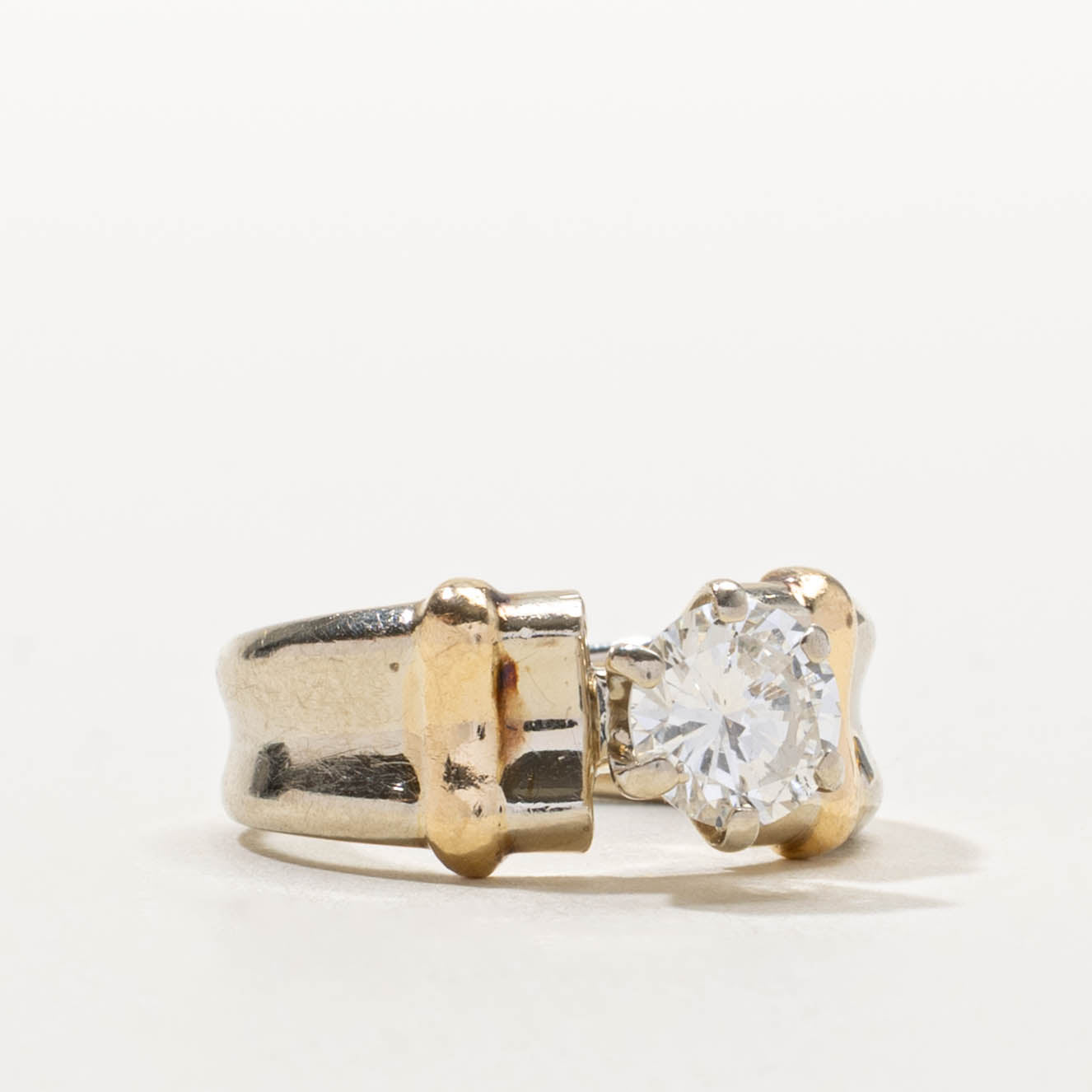 14k Two Tone Diamond Banded Ring | 1.12ct SI2/I1 I/J | SZ 5