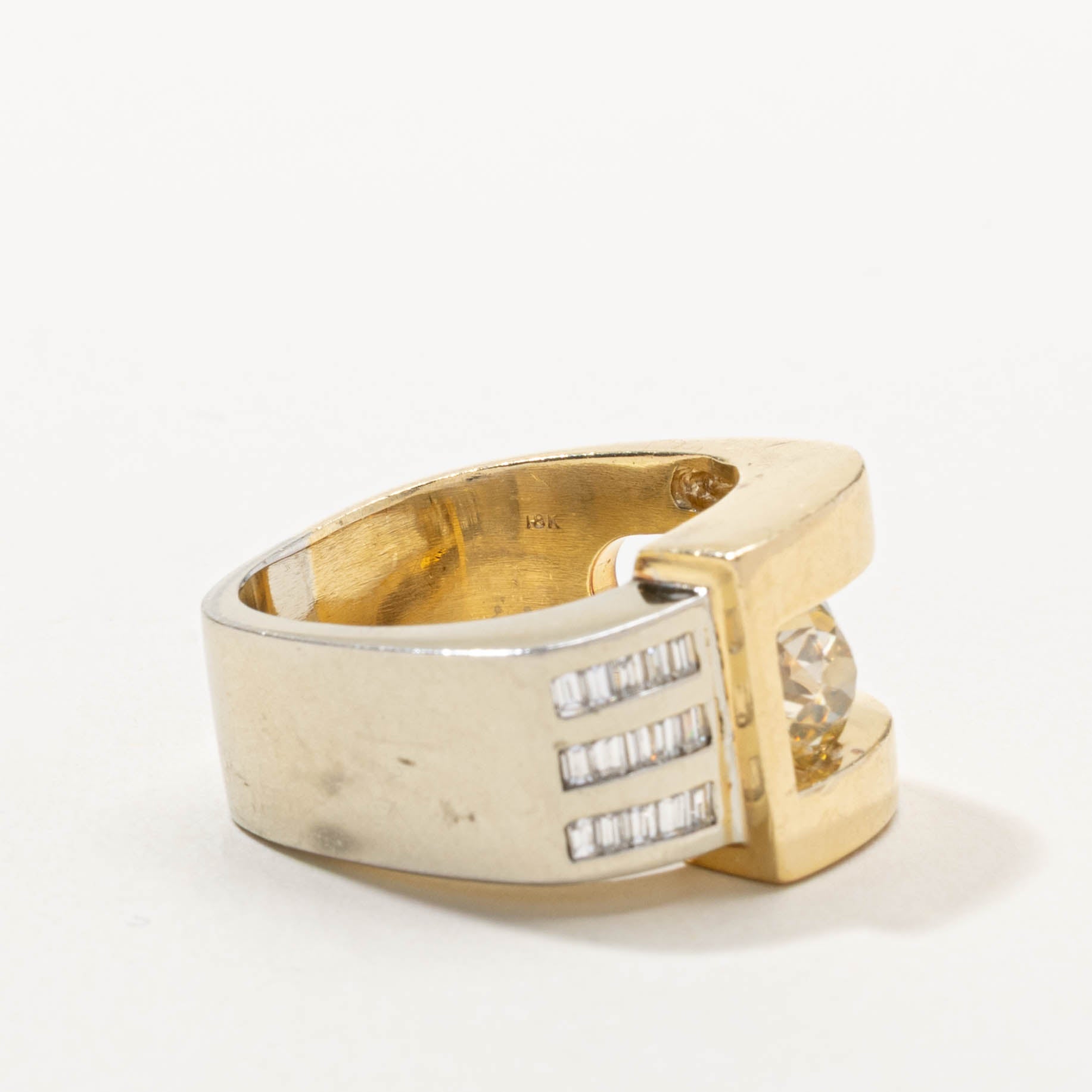 Two Tone Tension Set Diamond Geometric Cocktail Ring | 2.15ctw | SZ 9.25