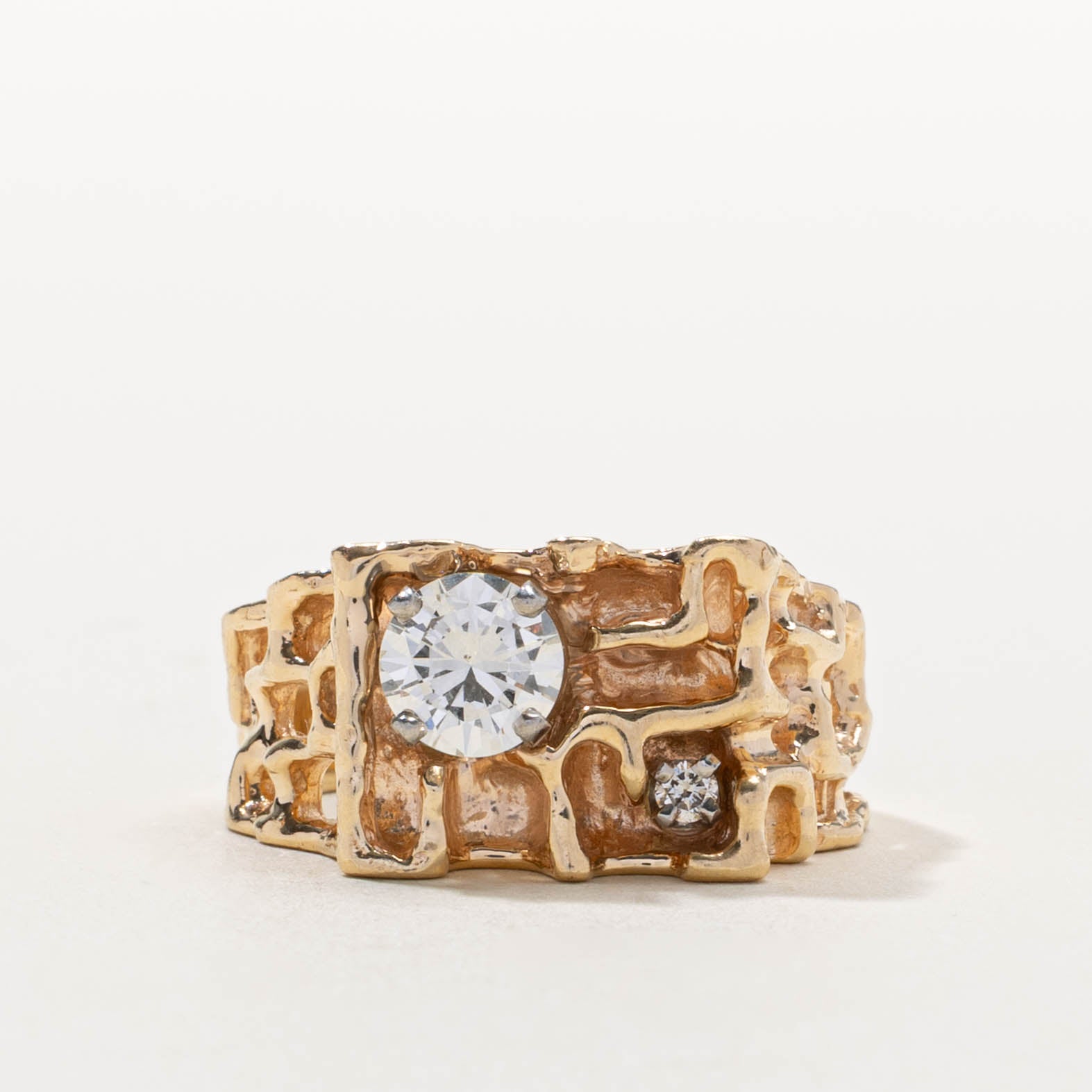 14k Diamond Brutalist Cocktail Ring | 1.13ctw | SZ 10.5